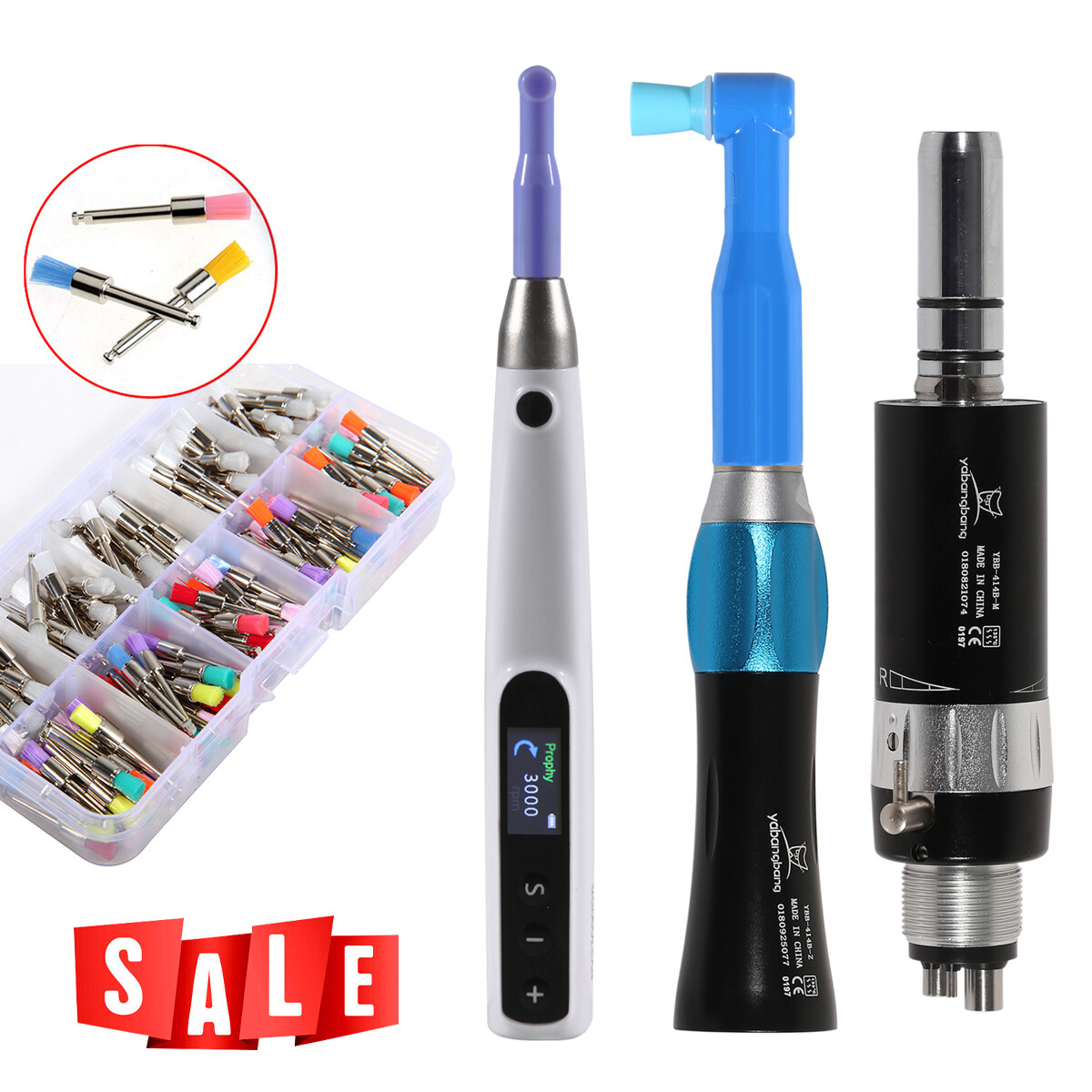 Dental Hygiene Prophy Handpiece / Straight Nosecone Black/ Prophy Angle /Brushes