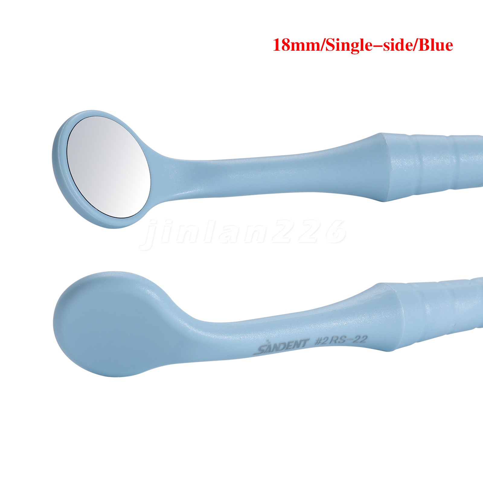 2*10pc Dental Mouth Mirror With Blue 18mm Single Side Hand Exam Tool