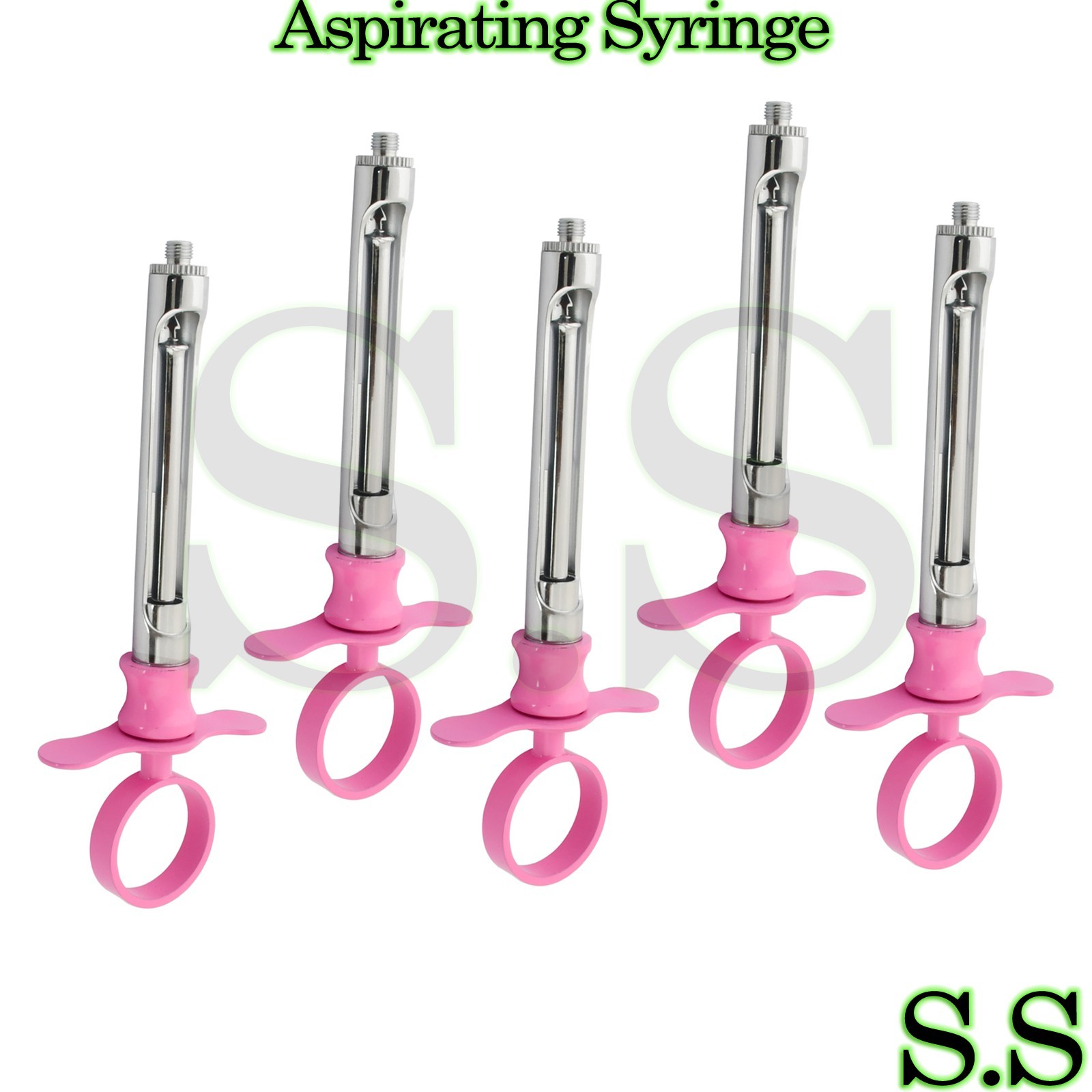 6 Pieces Dental Aspirating Syringe Pink Color Handle Surgical Instruments 1.8cc