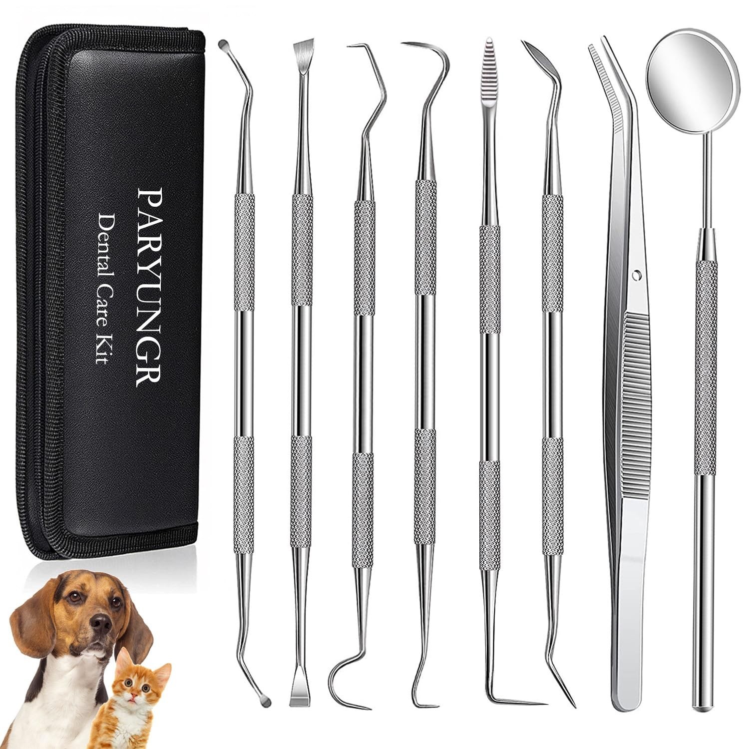 8 Pcs Dental Tools Pet Dog Teeth Cleaning Tool Kit, Stainless Steel Dental Picks