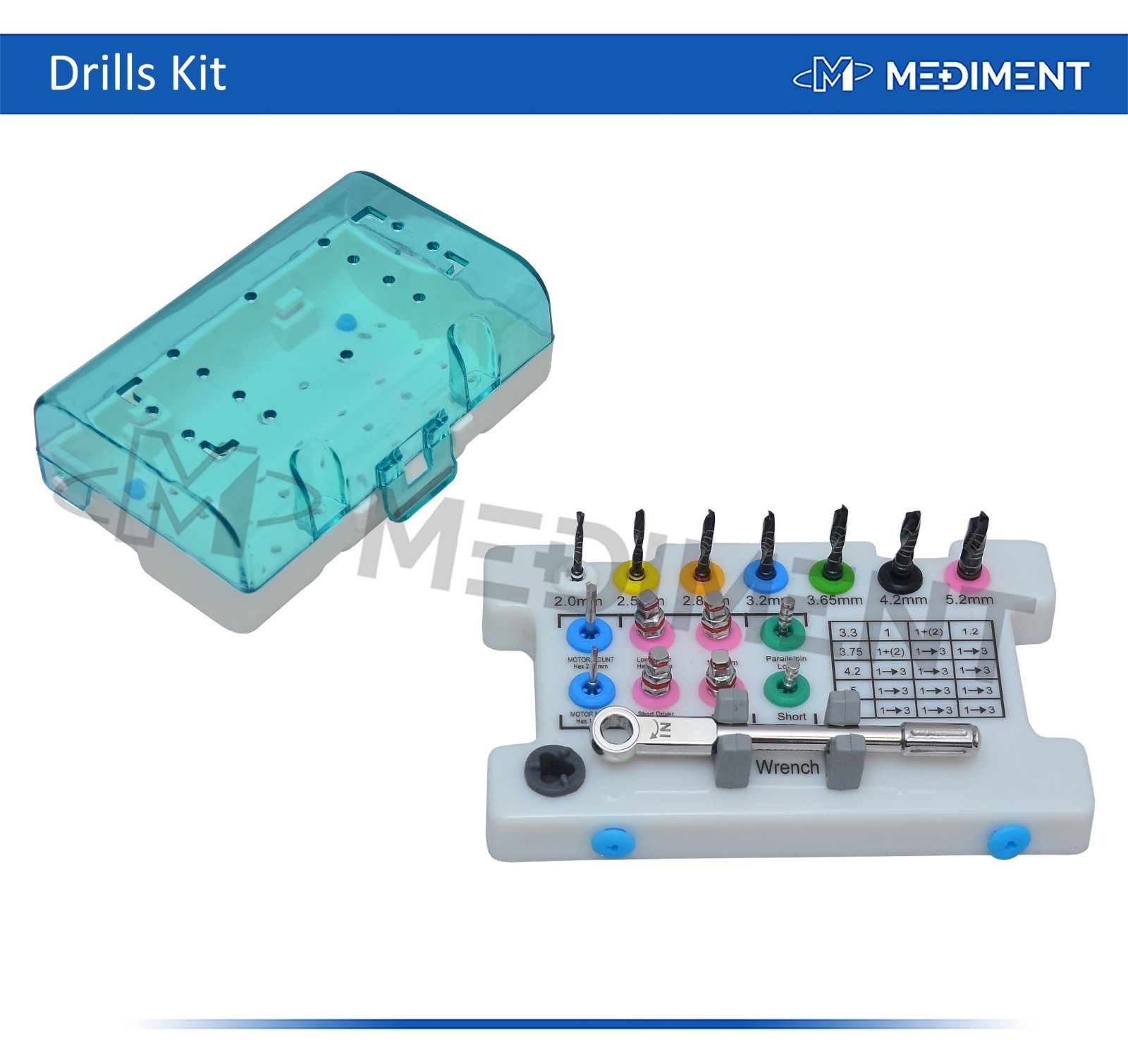 Dental Drill Kit 15 Pcs With Plastic Sterilization Box