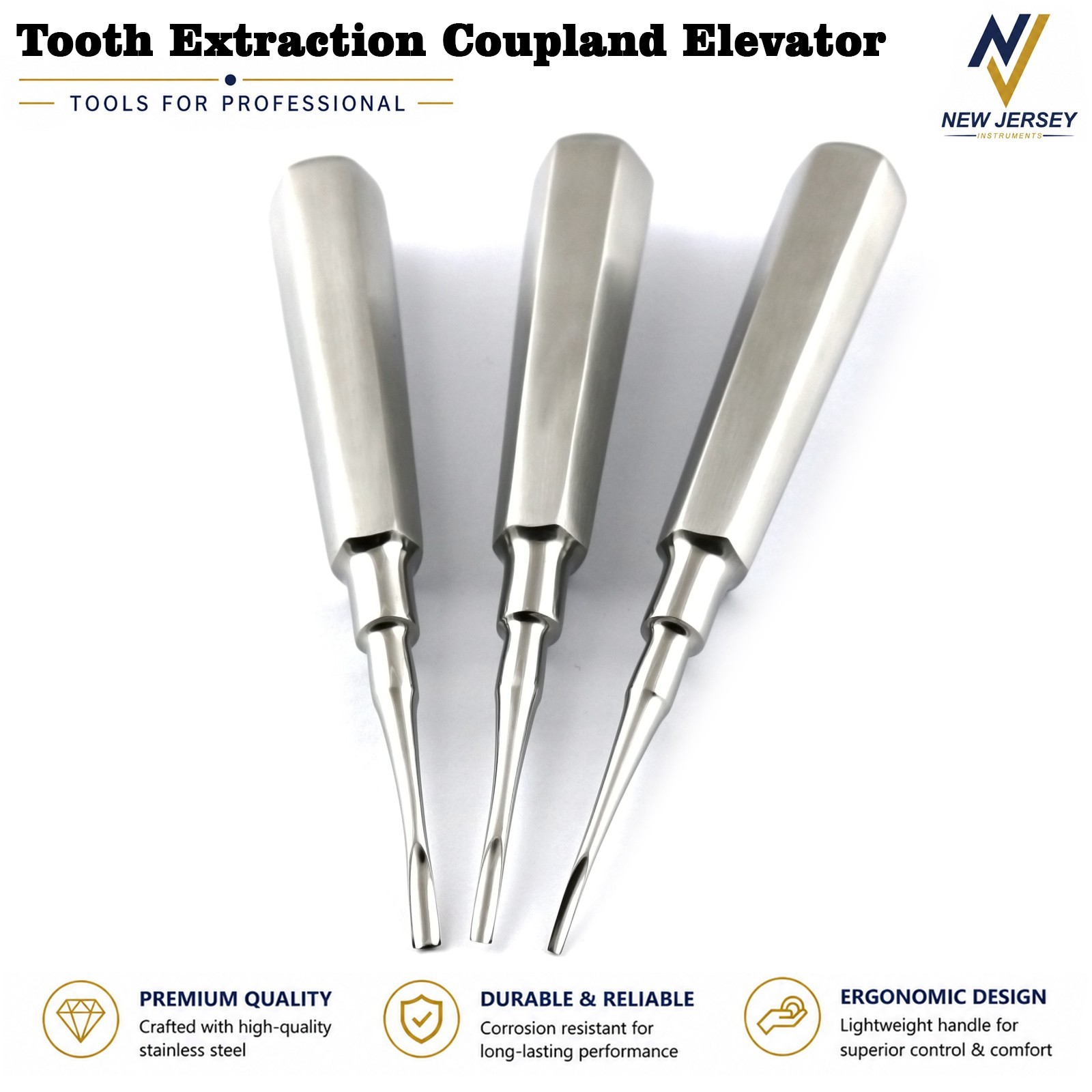 Dental Elevators Coupland Elevators Set of 3 Extracting Extraction Instruments