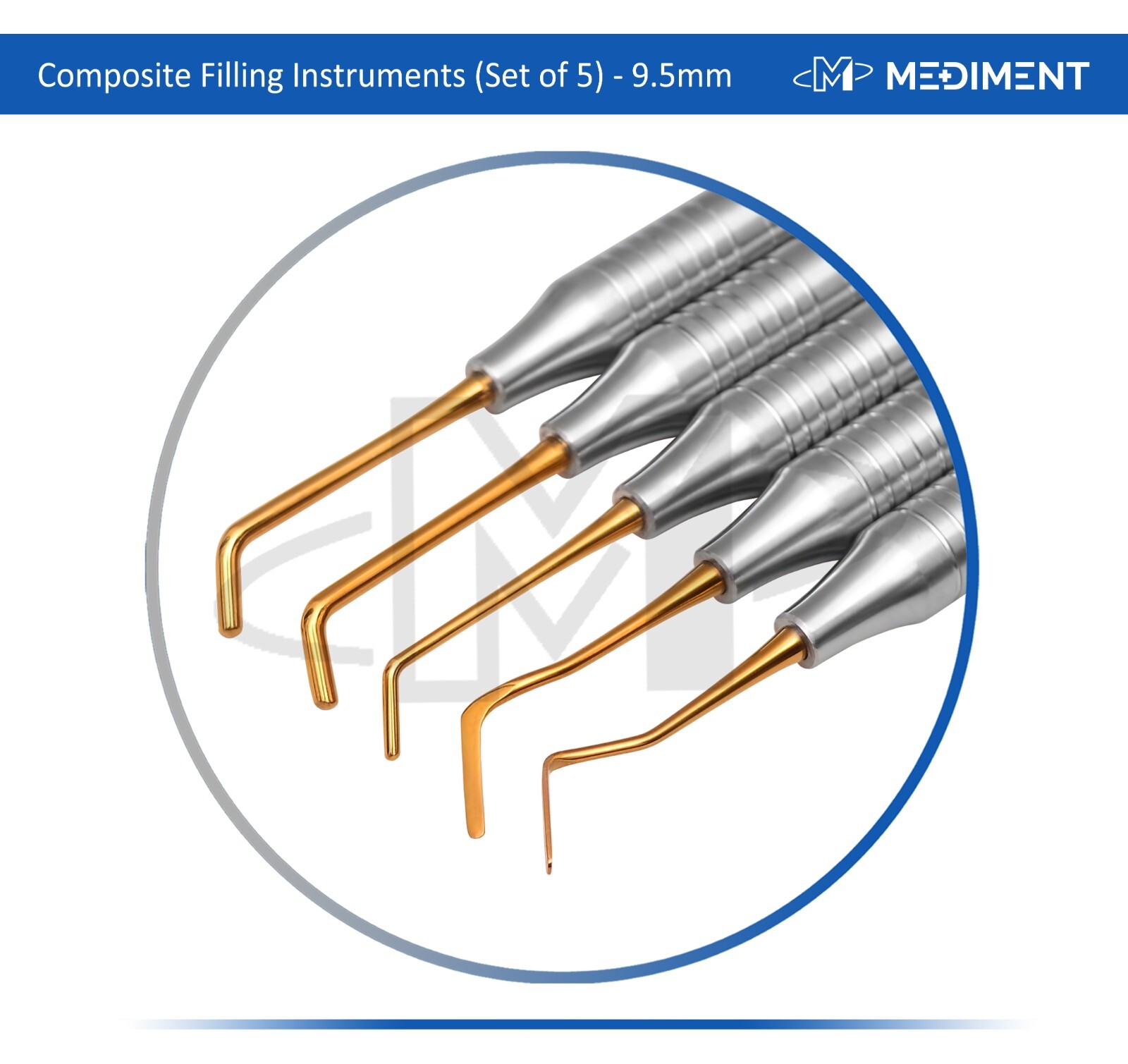 5 Pcs Dental Composite Filling Instrument Gold Titanium Coated Restorative Kit