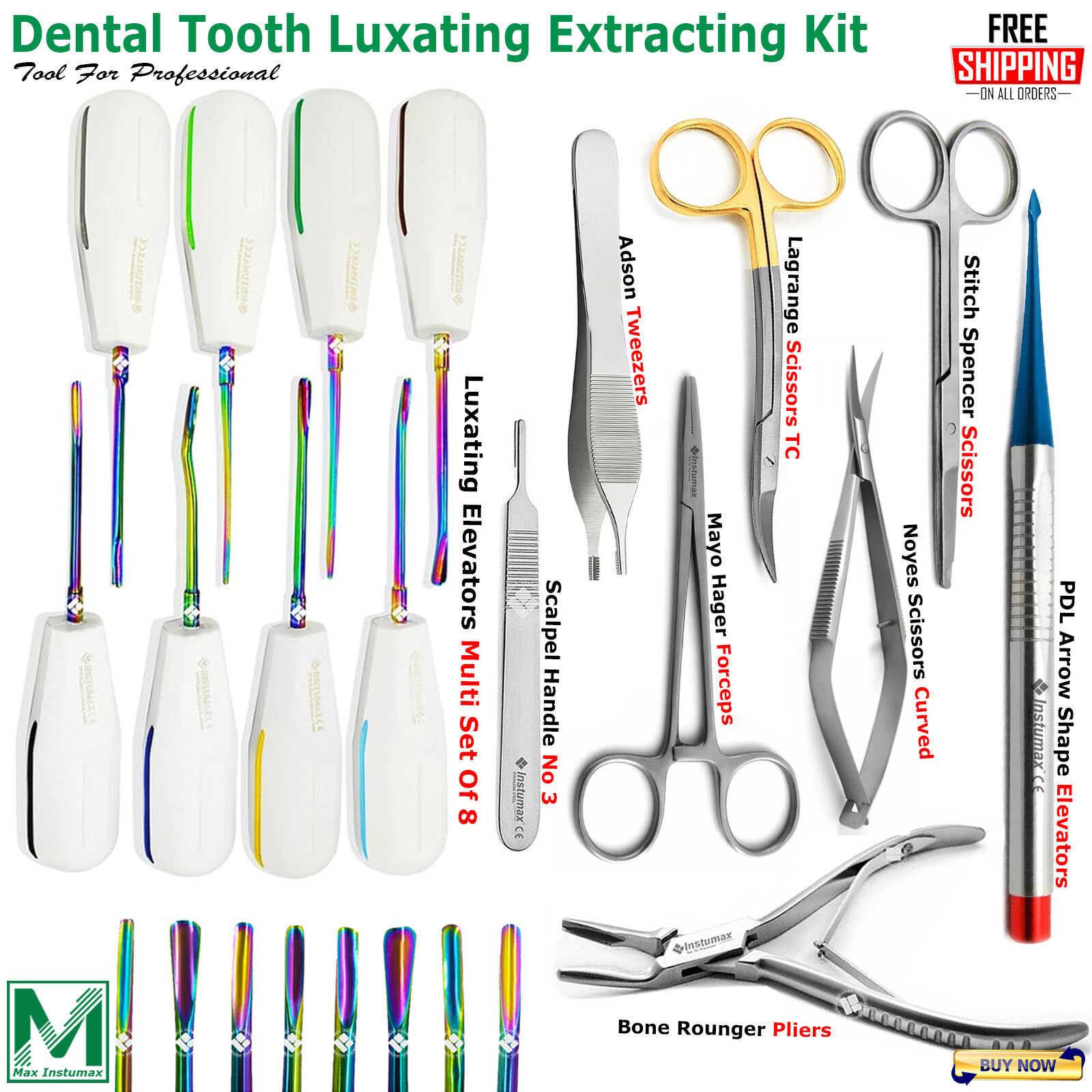 Dental Luxating Elevators PDL Periotome Luxation Root Extracting Extraction Kit