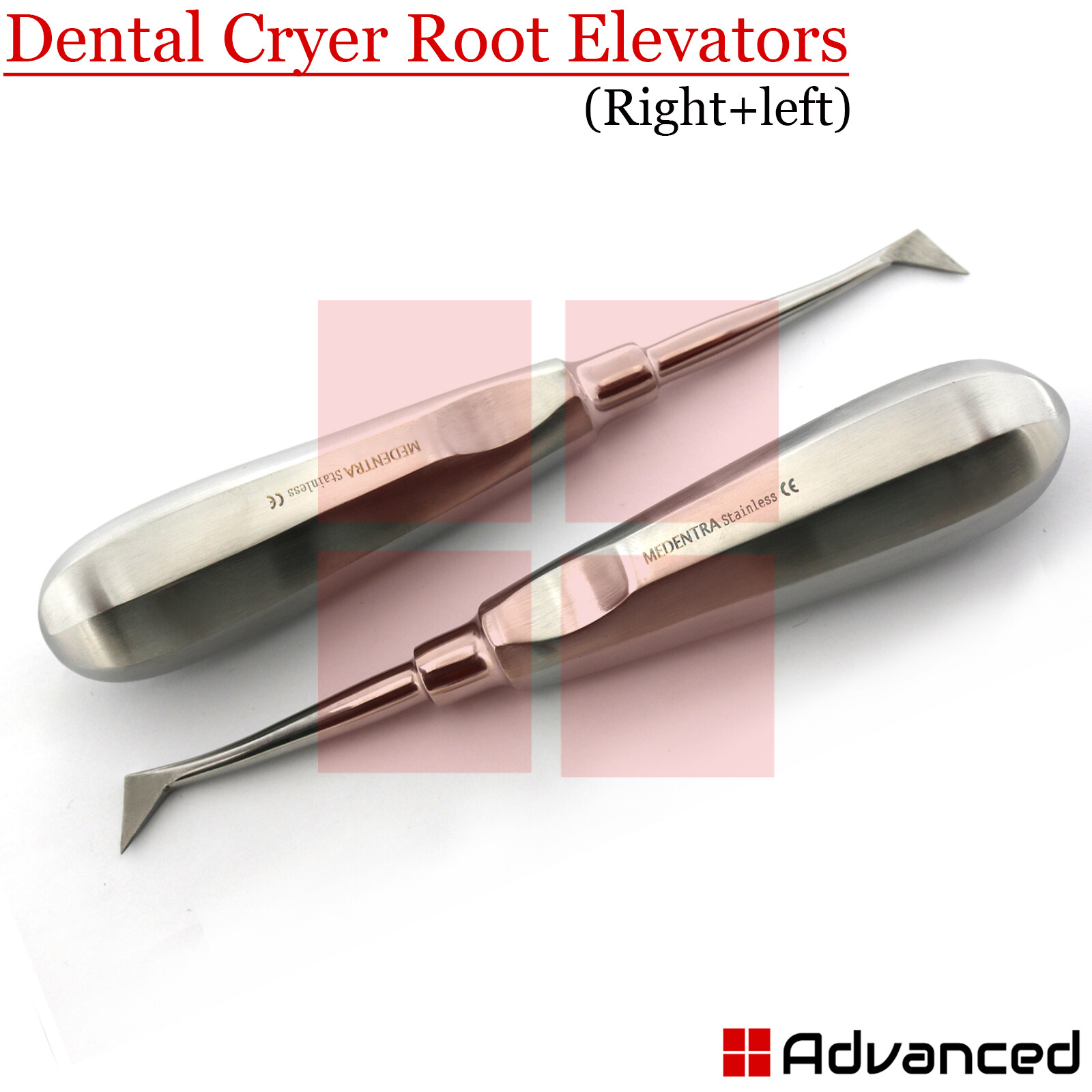 Dental Cryer Elevators Left + Right Tooth Extracting Extraction Surgery Set Of 2
