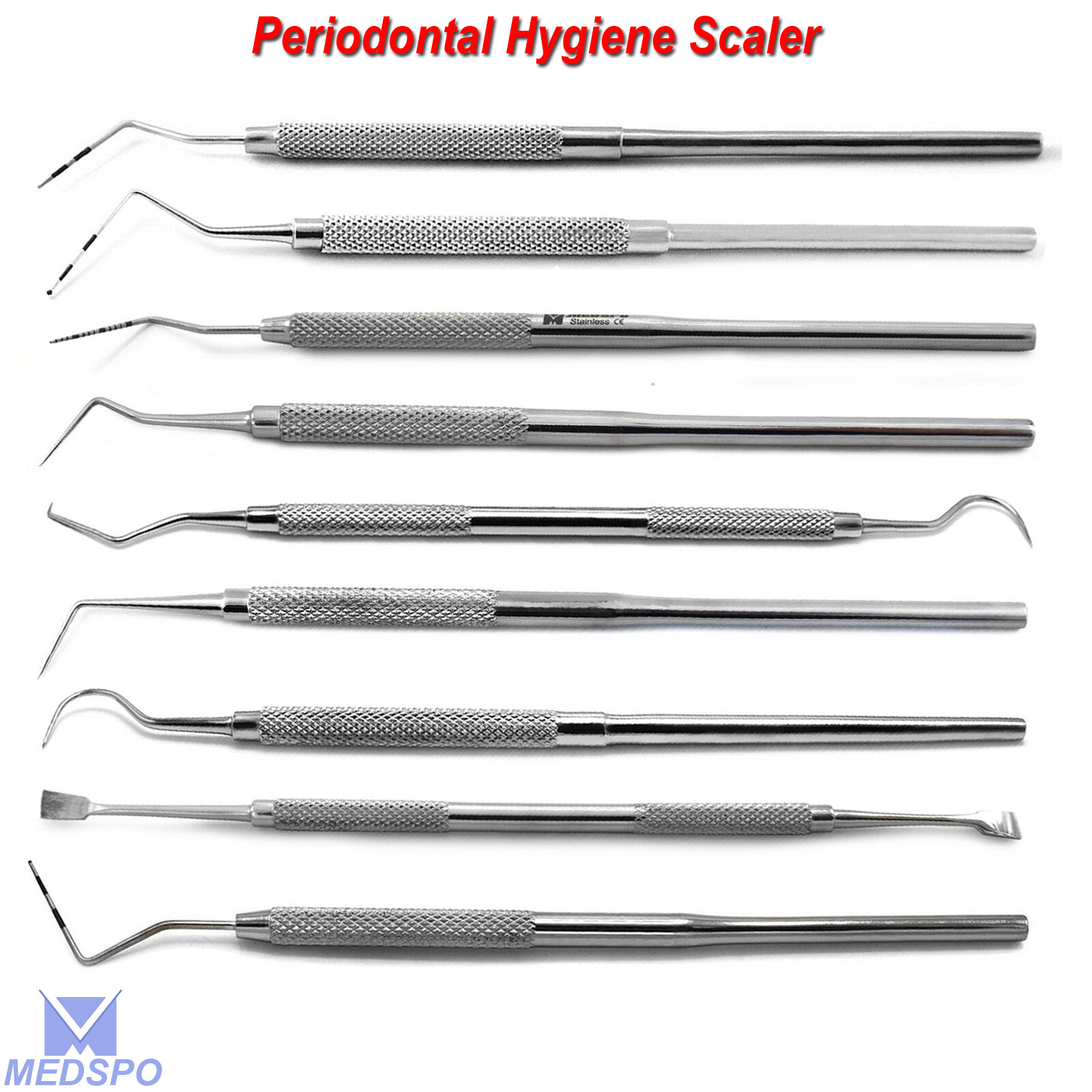 Dental Examination Periodontal Probes Scalers Dentist Tooth Cleaning Instruments
