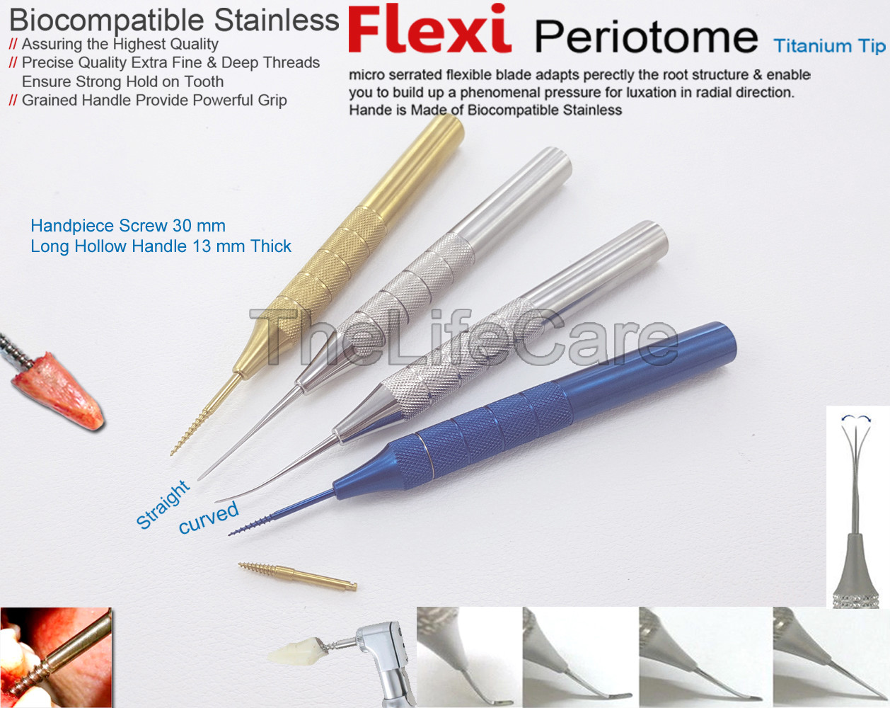 Dental Luxating Elevator Extraction Screw & Flex Periotome kit Periodontal Tools