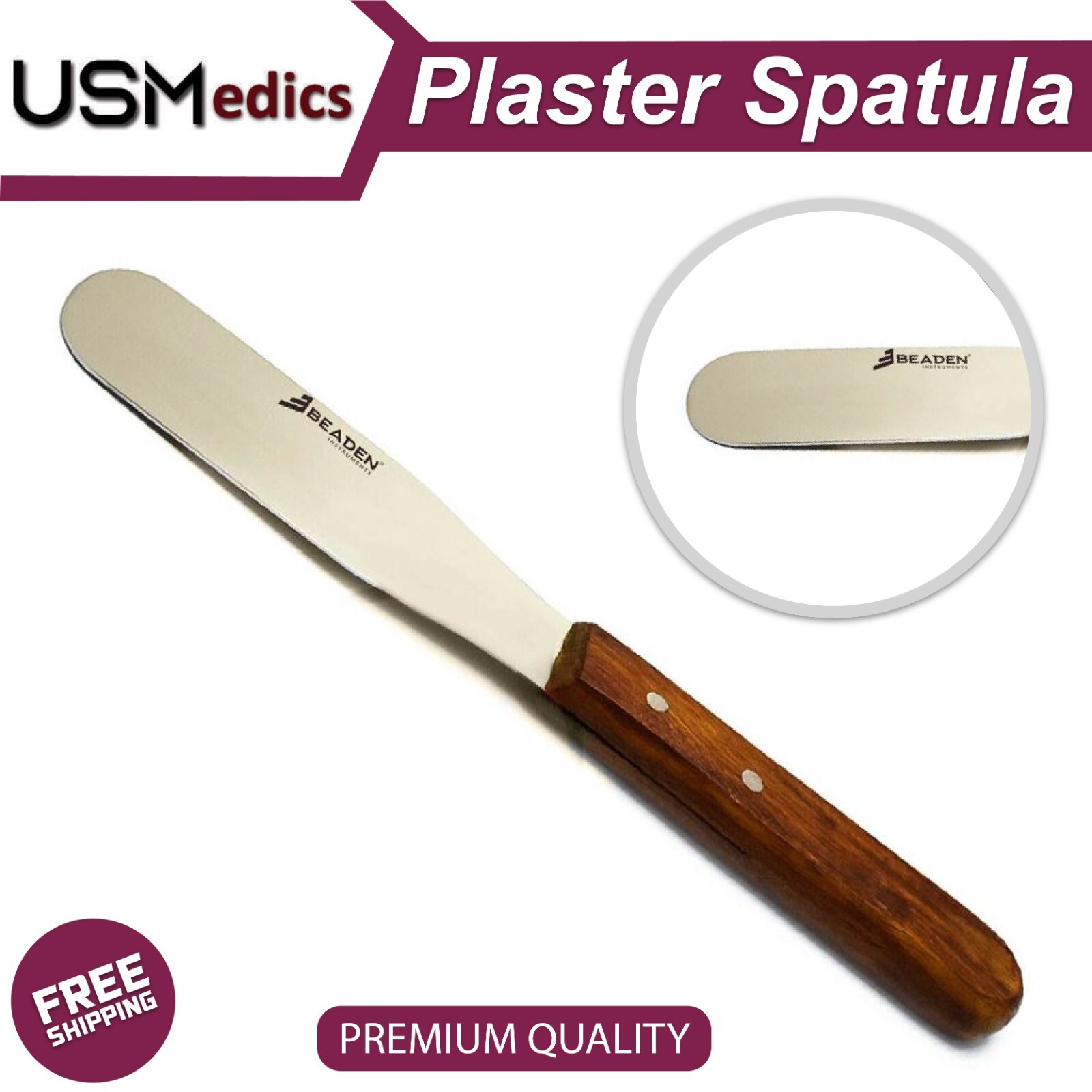 Dental Alginate and Metal Mixing Plaster Spatula Wooden Handle NEW 3PCS BEADEN®
