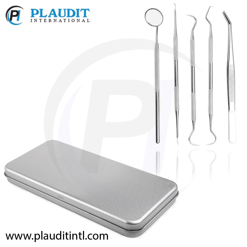Dental Instruments Set 5 Pieces S. Steel Dental Kit Surgical Clean Tools