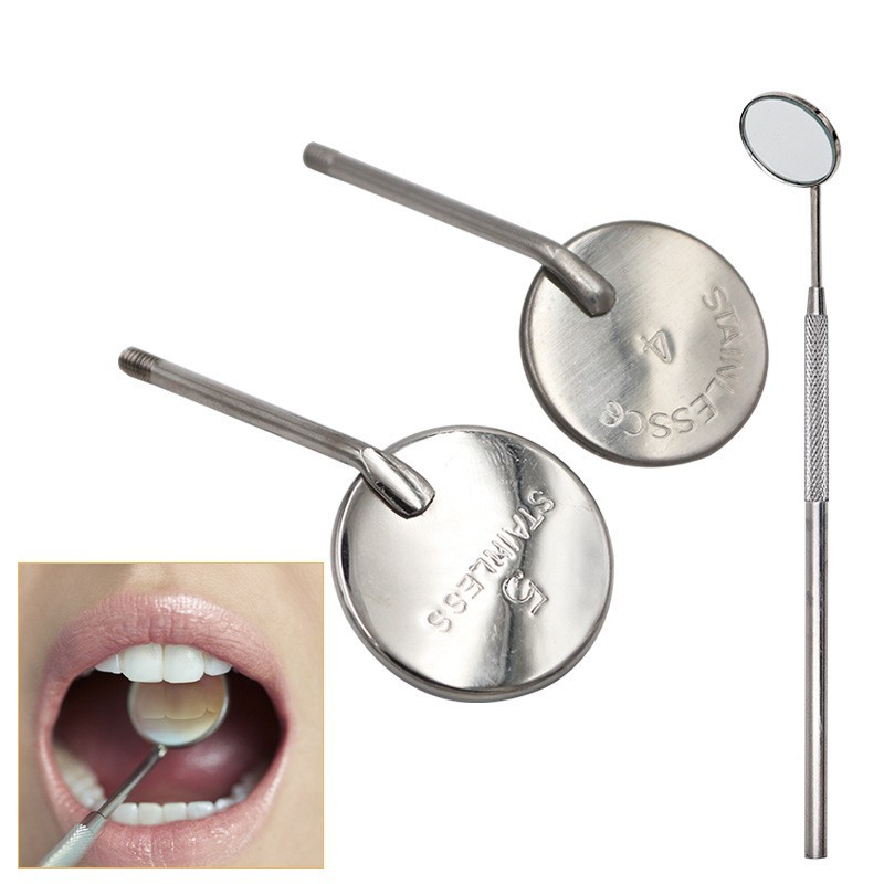 12Pcs/box Dental Mouth Mirror Head Stainless Steel Cone Socket #4 #5