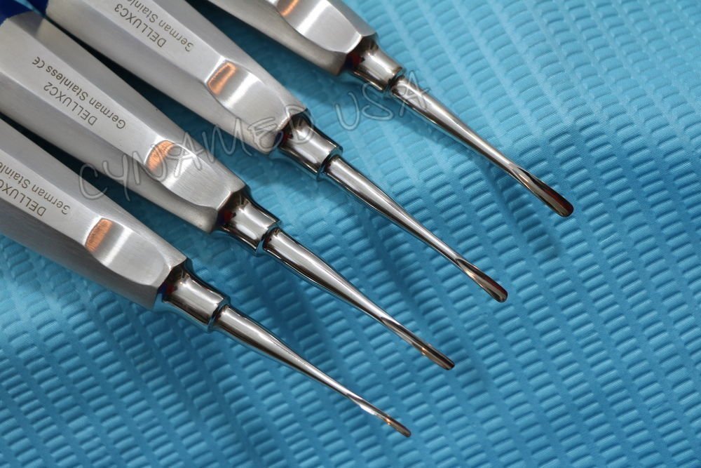 GERMAN Dental Luxating Elevator Tooth Extracting Tools 4 Pcs Curved 1.5MM TO 4MM