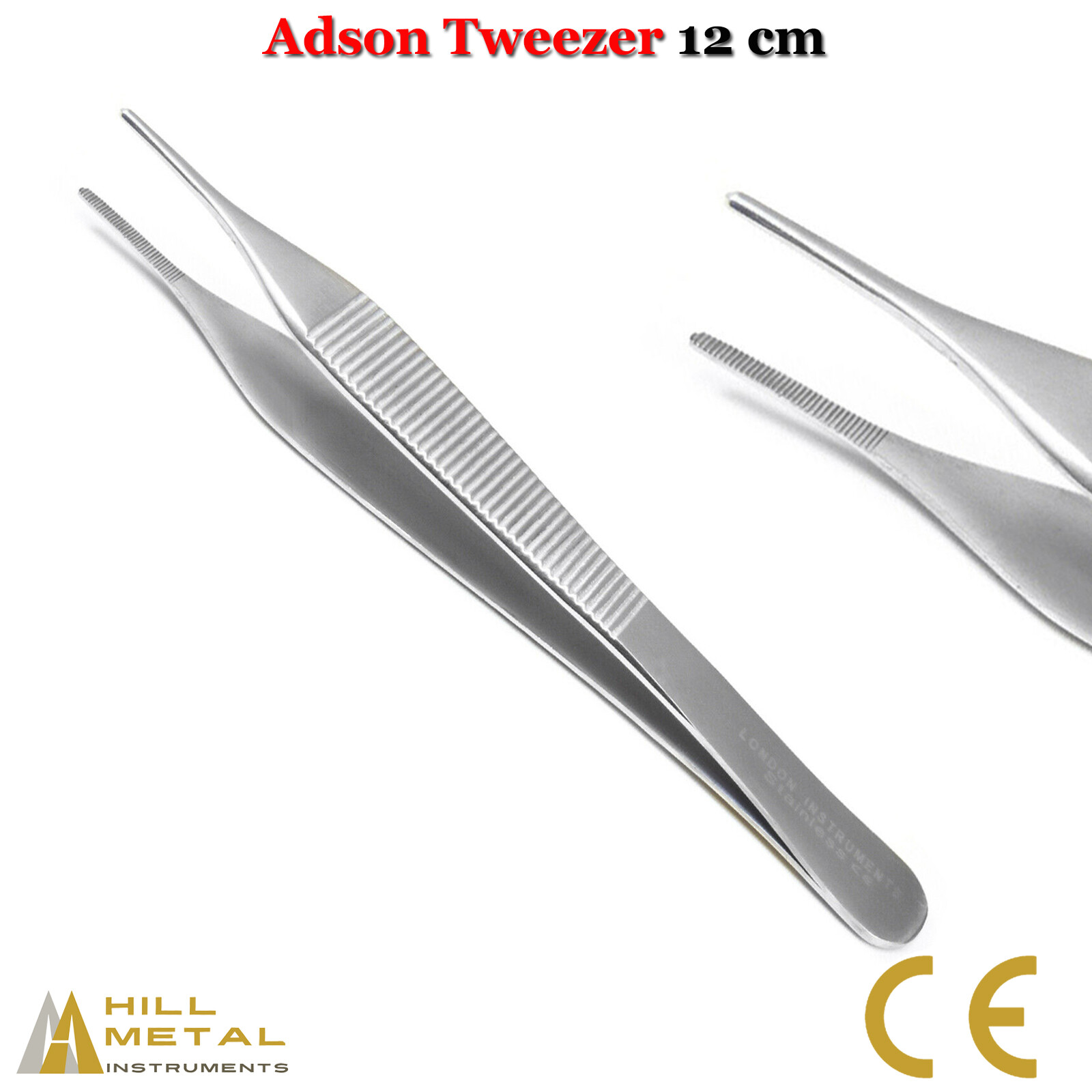 Adson Tissue Forceps Surgical Thumb Tweezers 12cm Dental Cotton Dressing Pliers