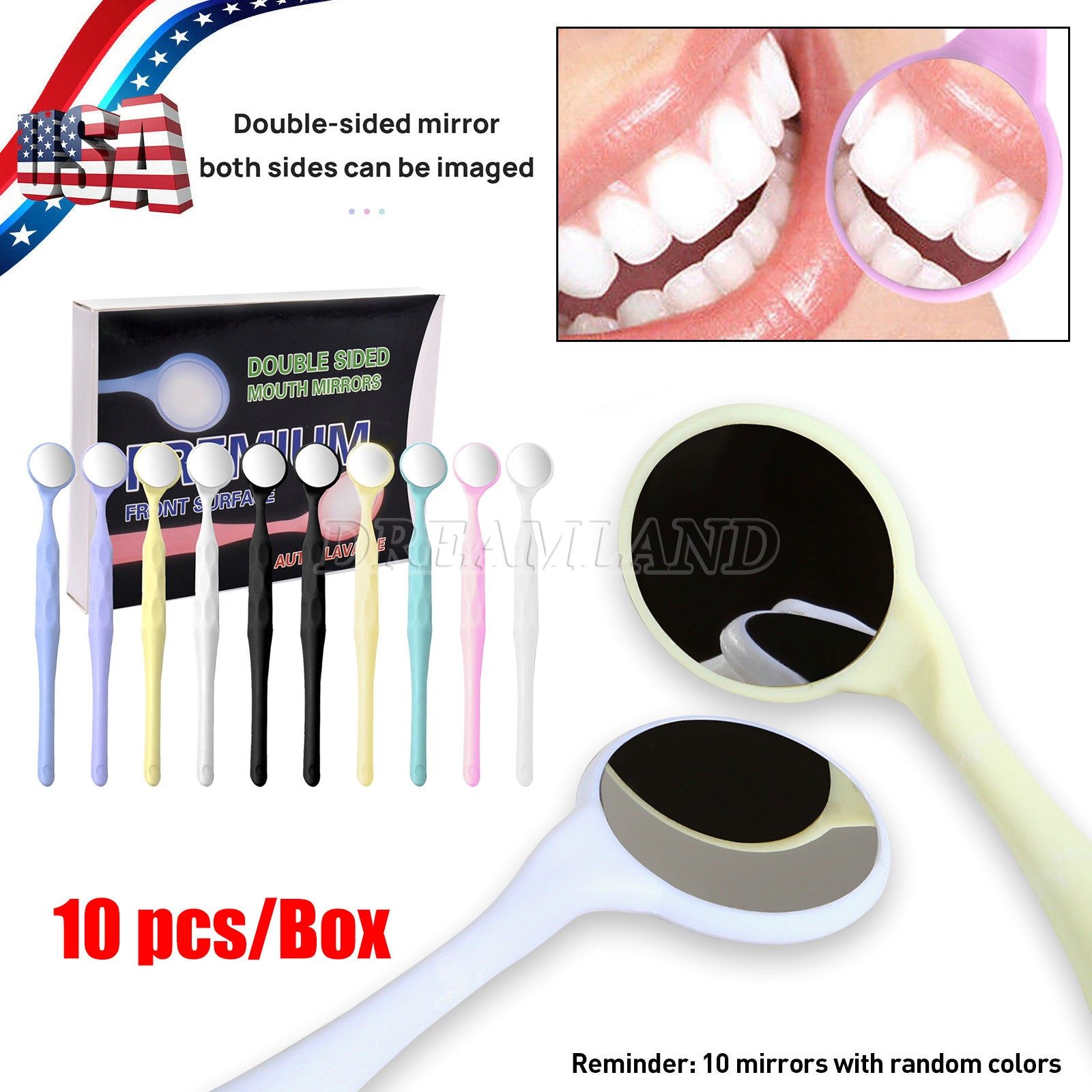 Espejos bucales dentales Reflector doble cara Espejo oral Blanqueamiento dental
