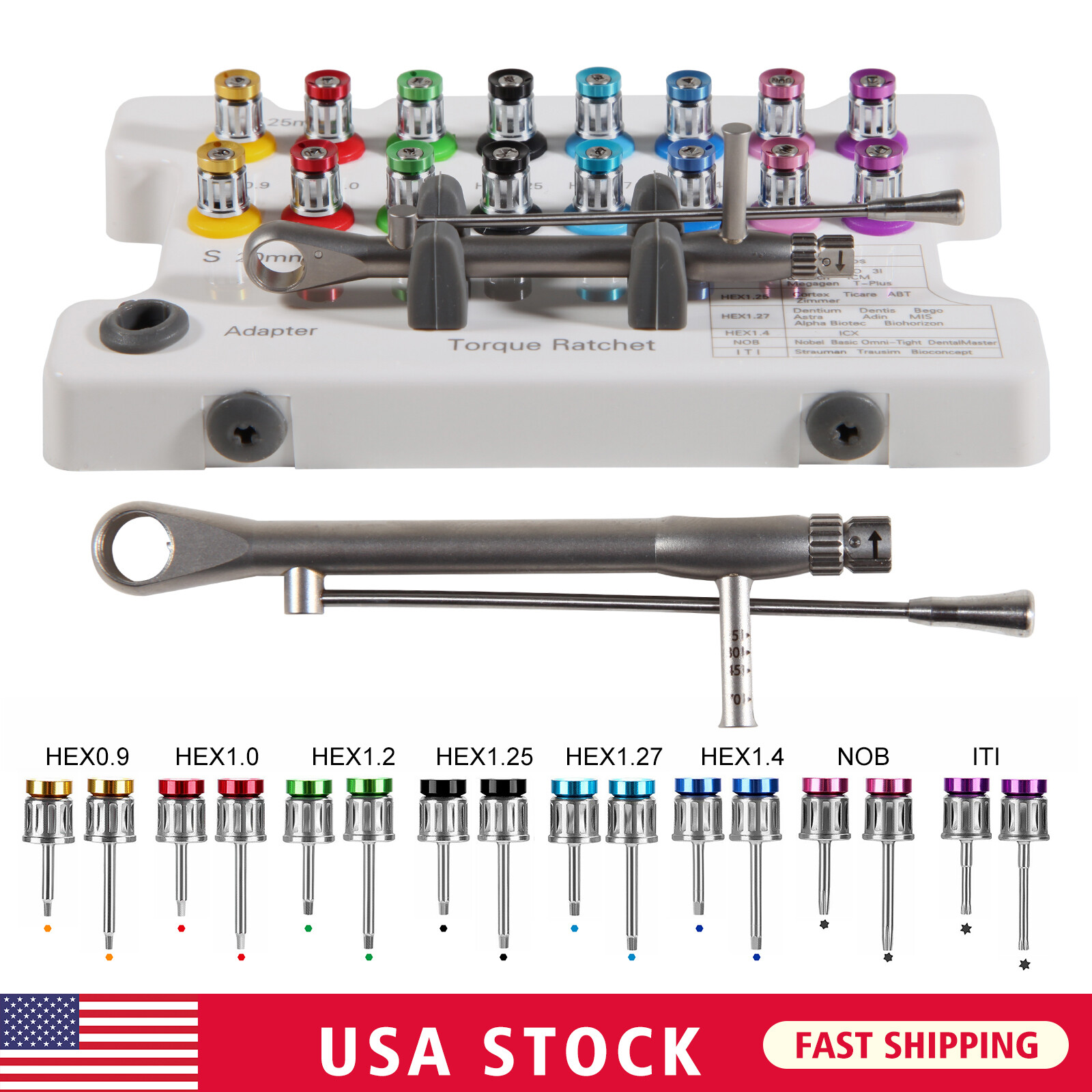 Universal Prosthetic Restoration Hand Driver Kit Dental Implant Instrument Tools