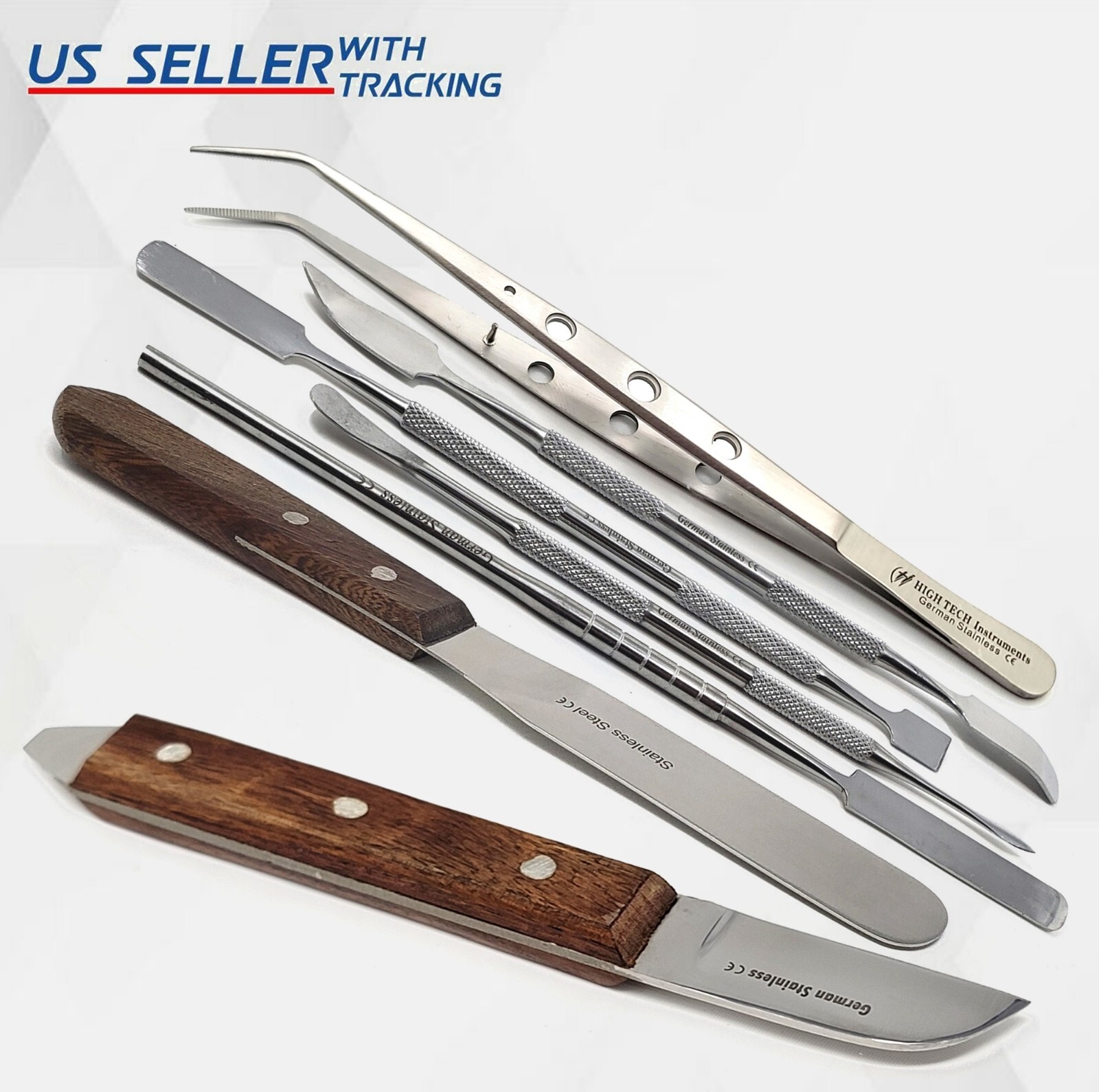 7 Pcs Dental Plaster Spatulas Lab Alginate Mixing Gypsum Scrapers Wood Handle