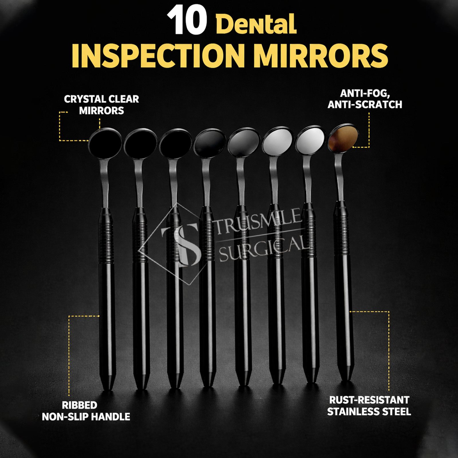 Hu-Friedy Dental Mirror Handle Black Edition with MIR5DS Set of 10 Pcs