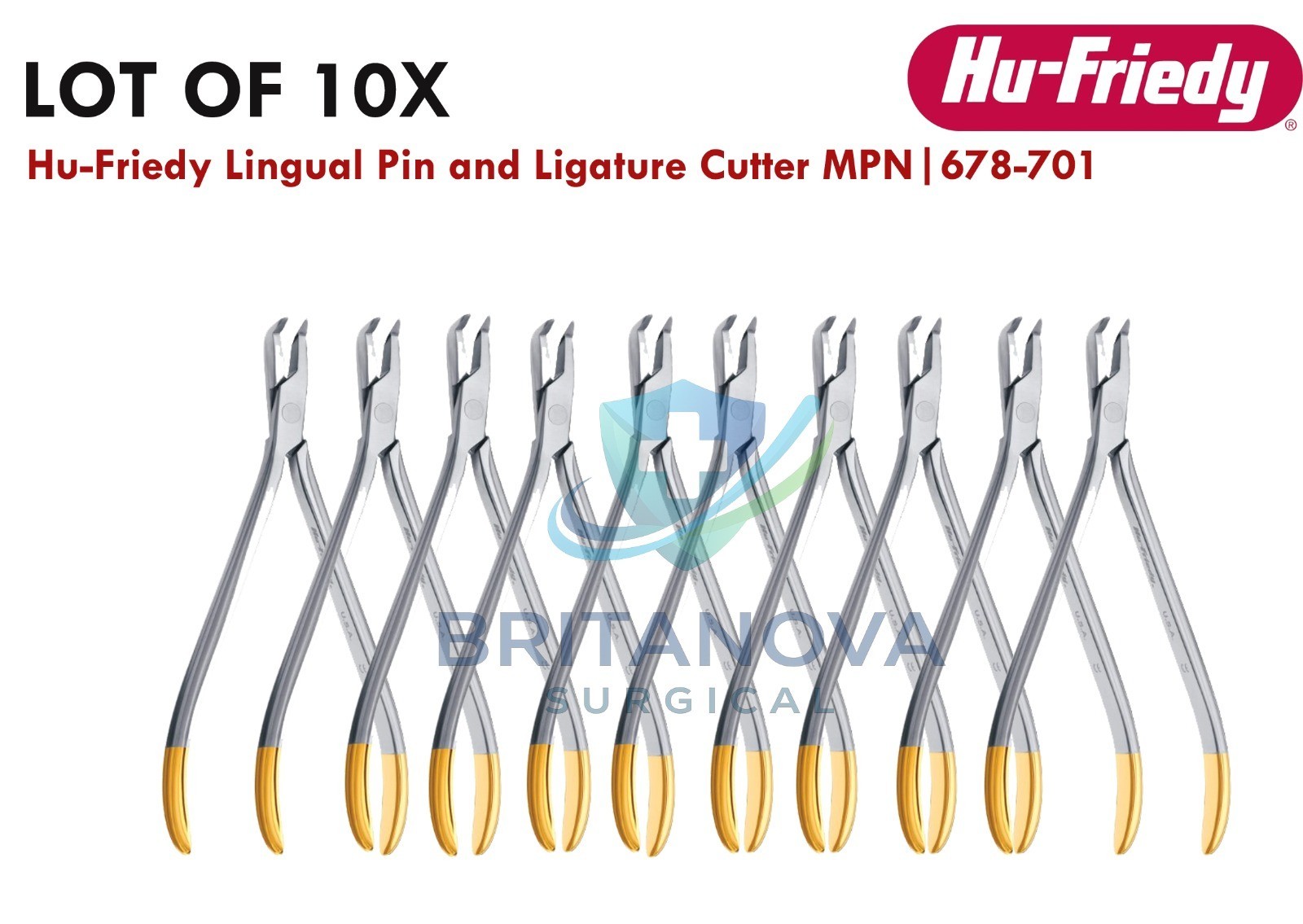 Lot of 10X Hu-Friedy Lingual Pin and Ligature Cutter MPN|678-701