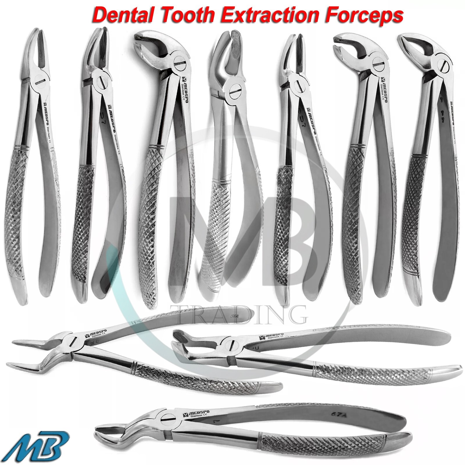 Dental Tooth Extraction Forceps Upper Lower Molars Roots Surgical Tooth Removal