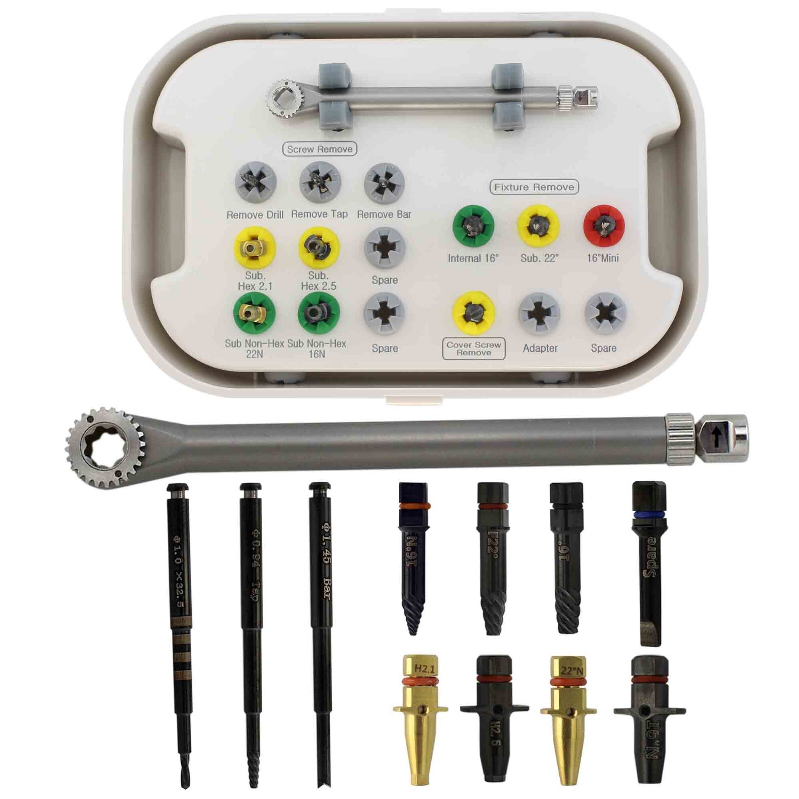 Implant Fixture & Fractured Screw Removal Kit Drill Bar Remover Extractor Dental