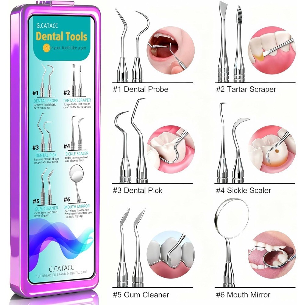 Dental Pick and Scraper Set for Teeth Cleaning Stainless Steel Tartar Plaque