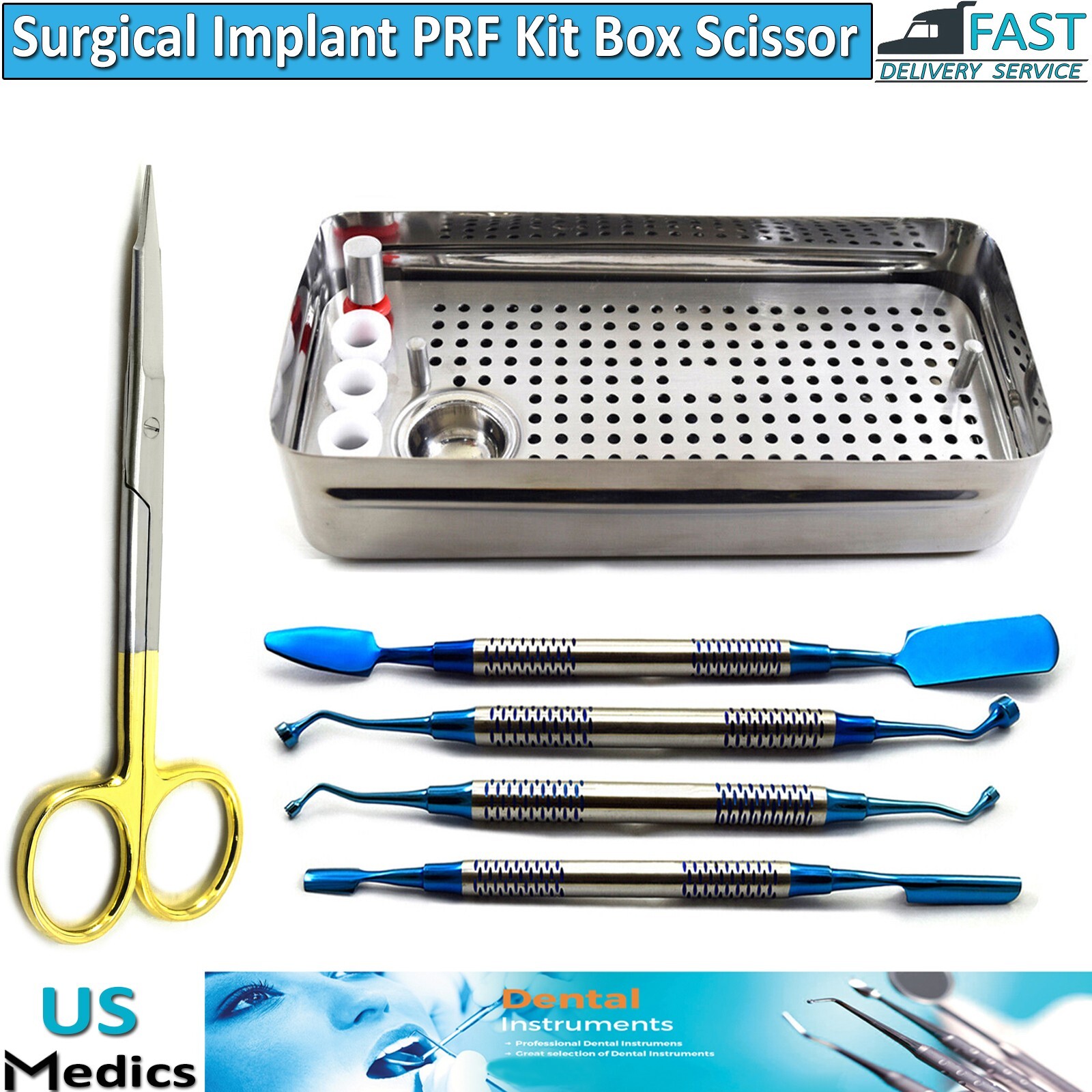Dental Implant Surgery PRF PRF Complete Box Kit Bone Grafting Goldman TC Scissor