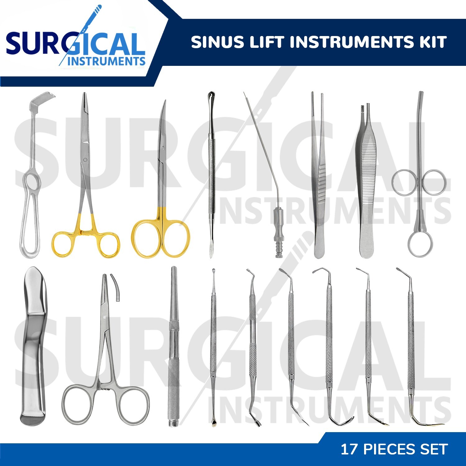 17 Pcs Sinus Lift Instruments Set Implant Dental Dentistry Kit German Grade
