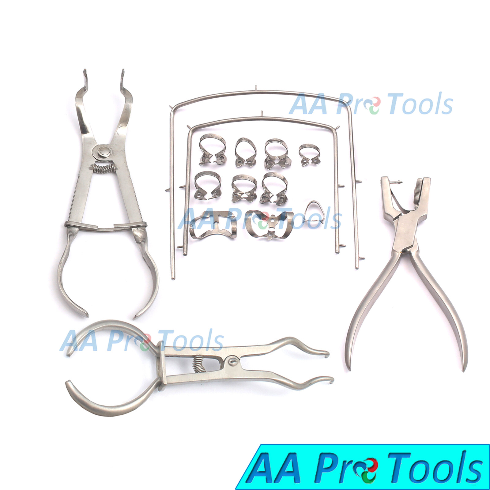 Rubber Dam Kit Ainsworth Punch Brewer Plier Ivory Forcep Frame Clamps Set 15 Pcs
