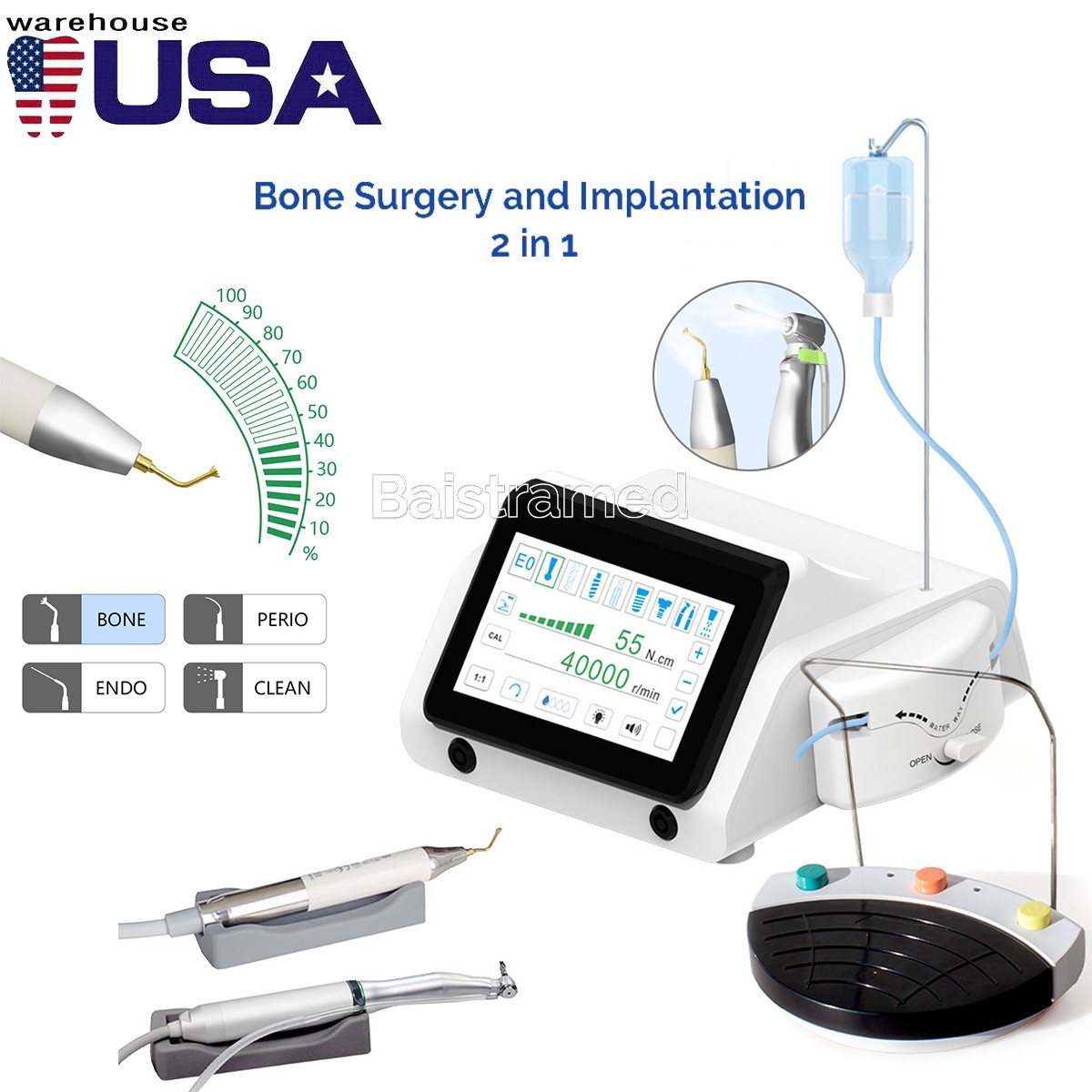 Dental Piezo Motor Surgery&Implant Device 2 IN 1 System Bone Cutter Touch Screen