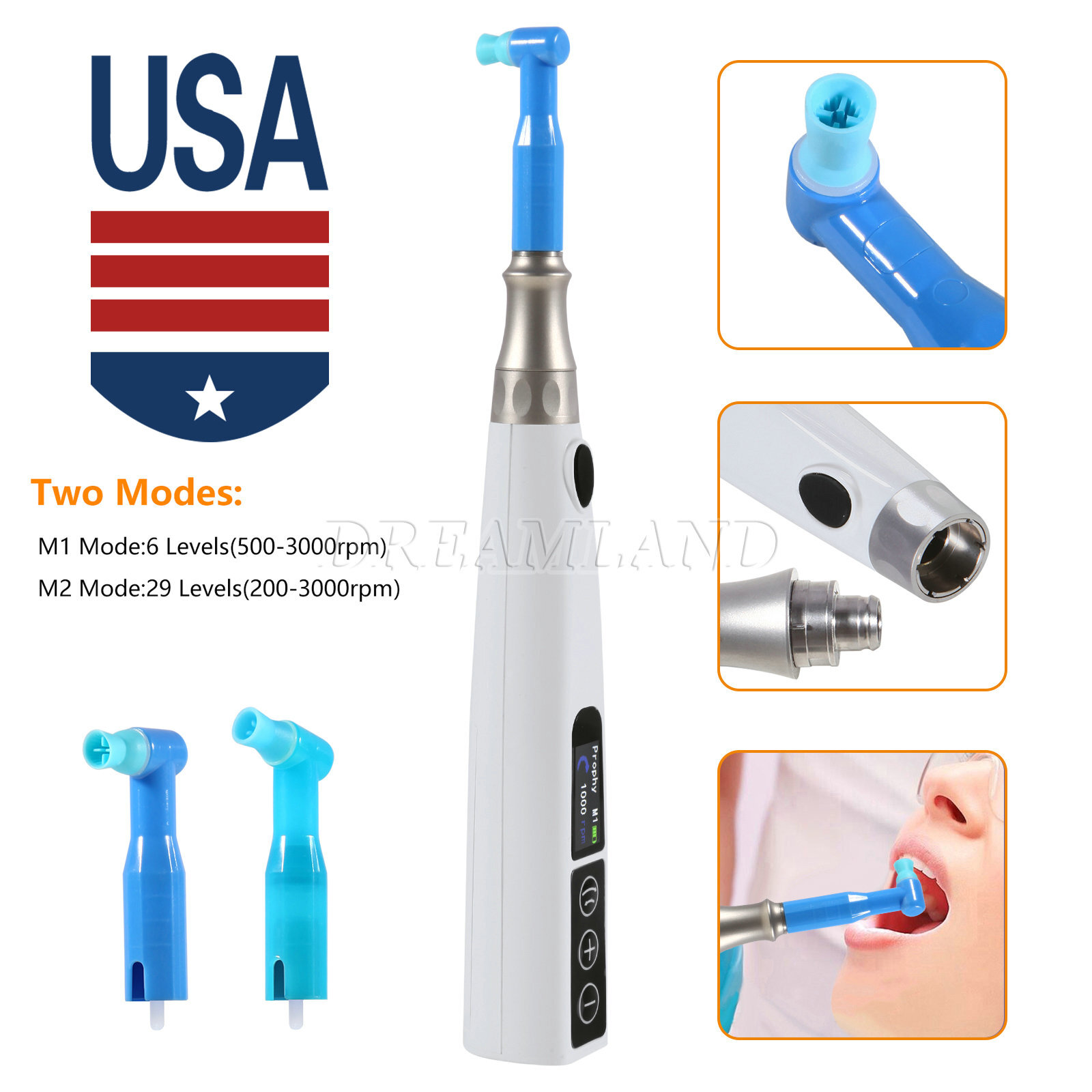 Dental Cordless Hygiene Prophy Handpiece Wireless/100 disposable prophy angles