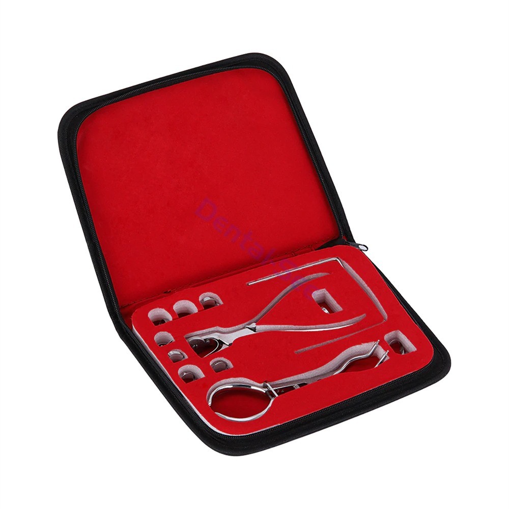 12Pcs Starter Rubber Dam Kit Frame Punch Clamps Dental Instruments