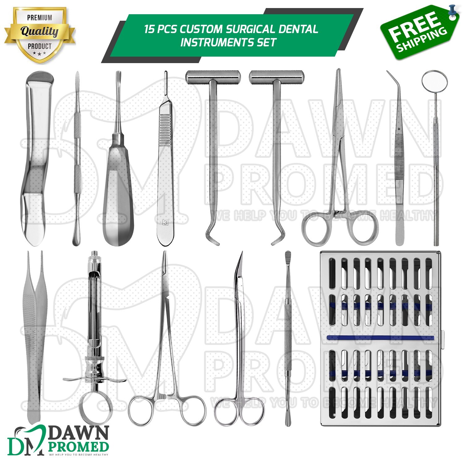 15 Pcs Custom Surgical Dental Instruments Set German Grade