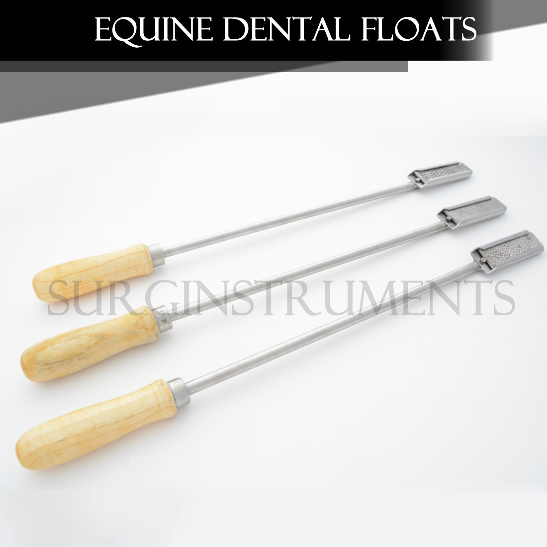 Set of 3 Equine Dental Float Rasp Straight Veterinary Instruments German Grade