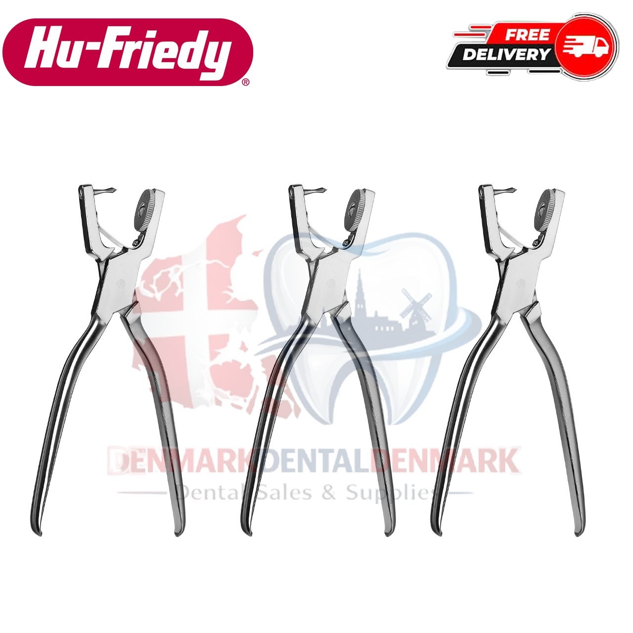 Lot of 3 Hu-Friedy RDPA Ainsworth Rubber Dam Punch 17cm Dental Instruments