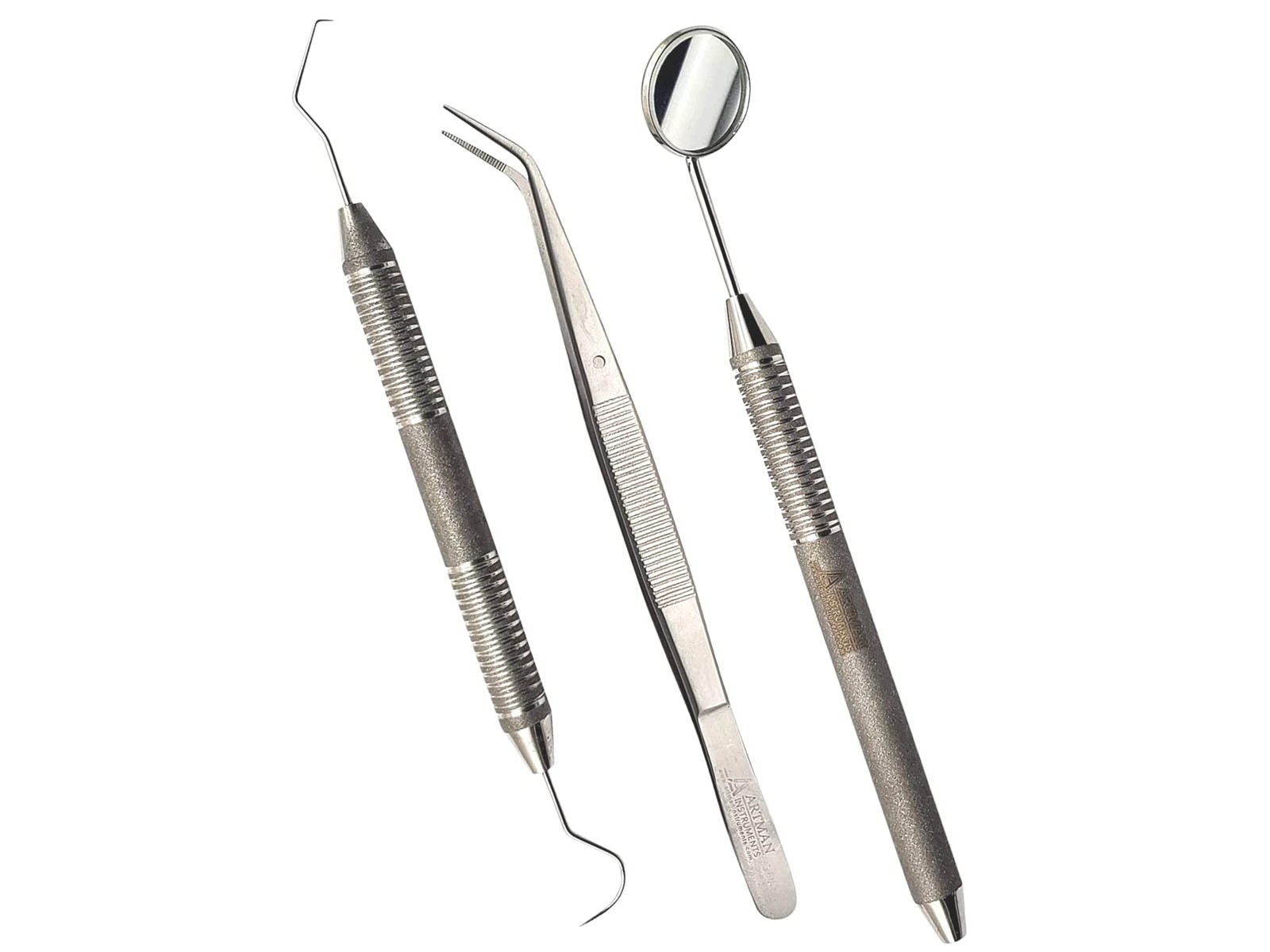 Stainless Steel Dental Examination Tools Mirror Probe Tweezers Oral Care Pet Ora