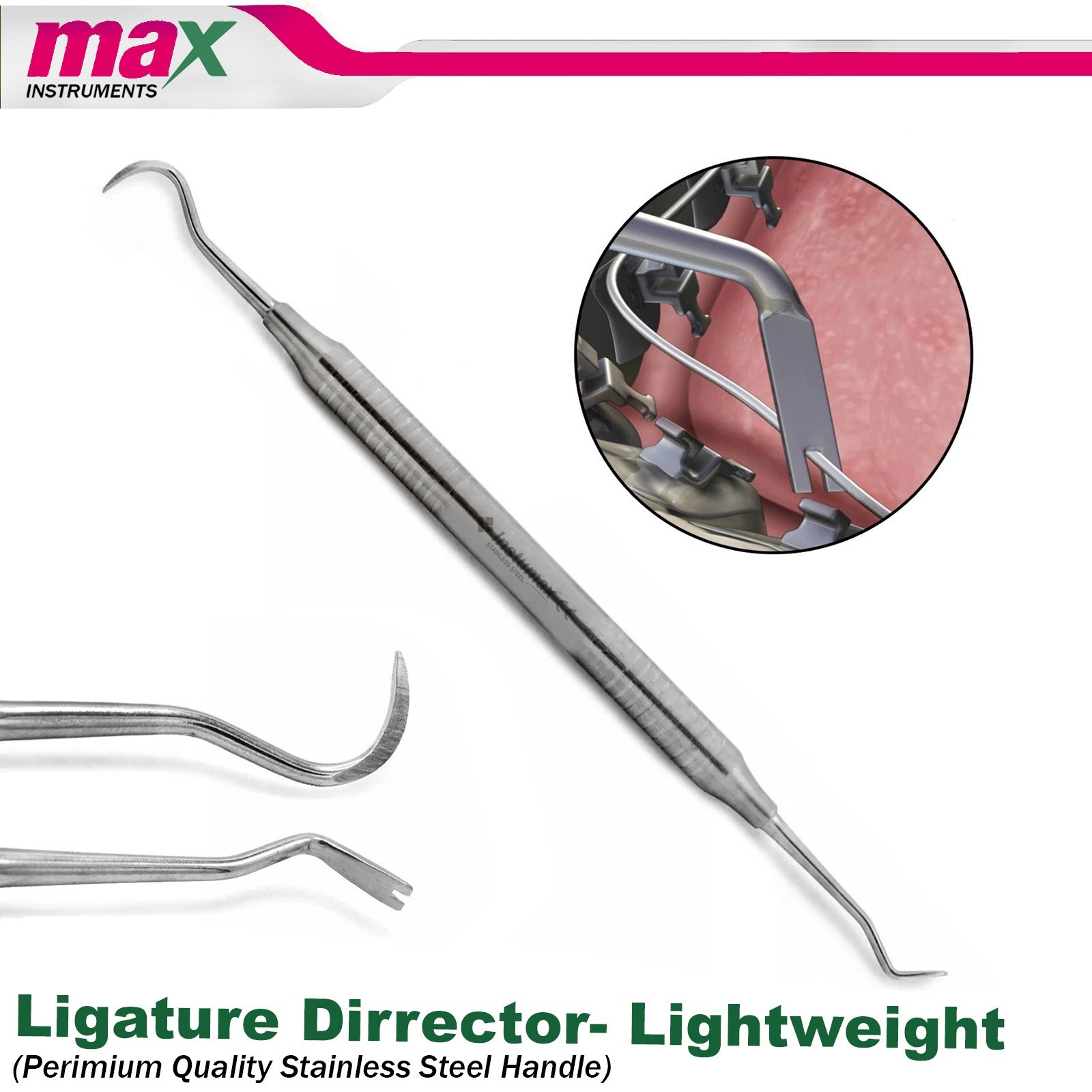 Ligature Director Double Ended Hollow Handle Lightweight Orthodontic Instruments