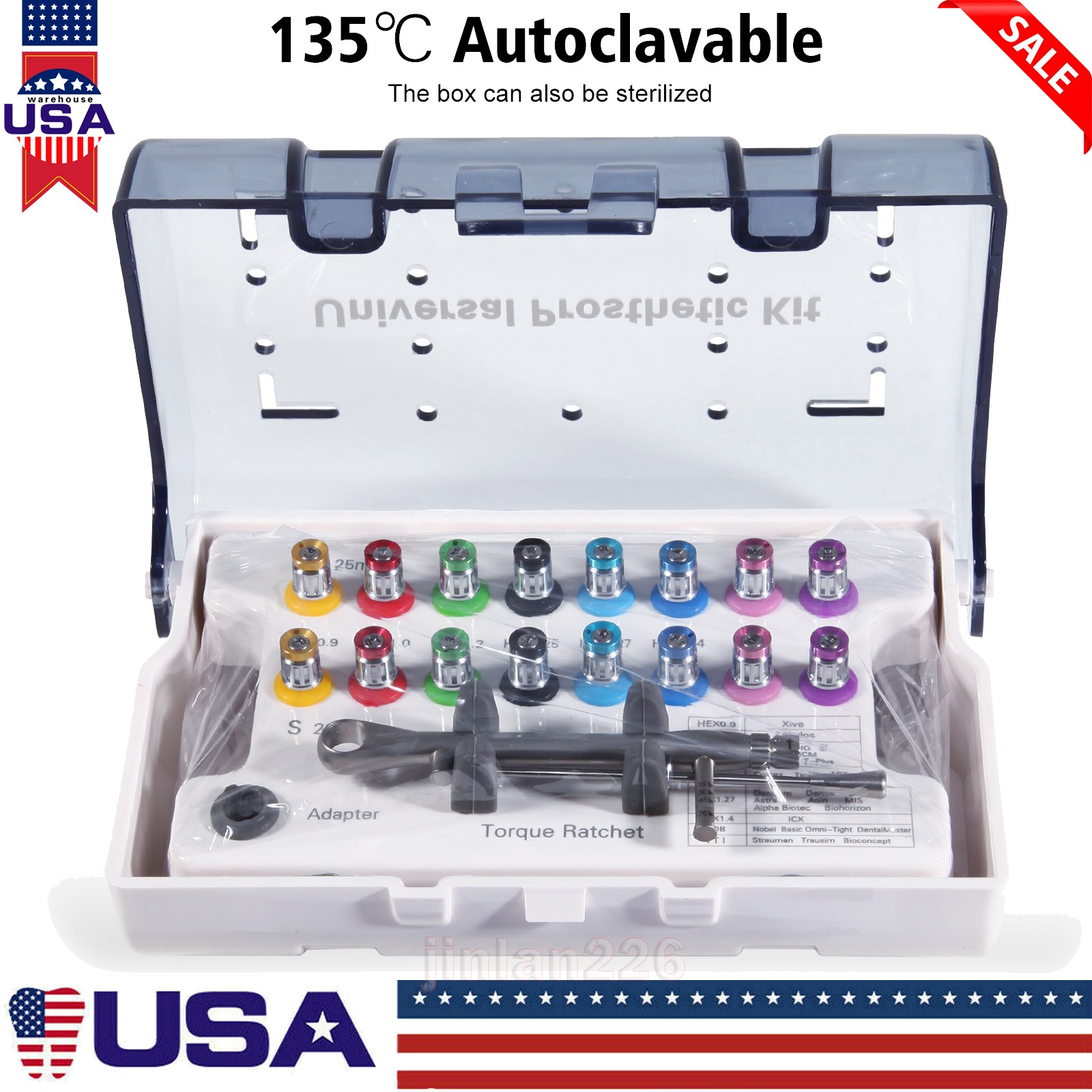 Universal Dental Implant Kit Screw Hand Driver kit Autoclavable Tool Box 15-70