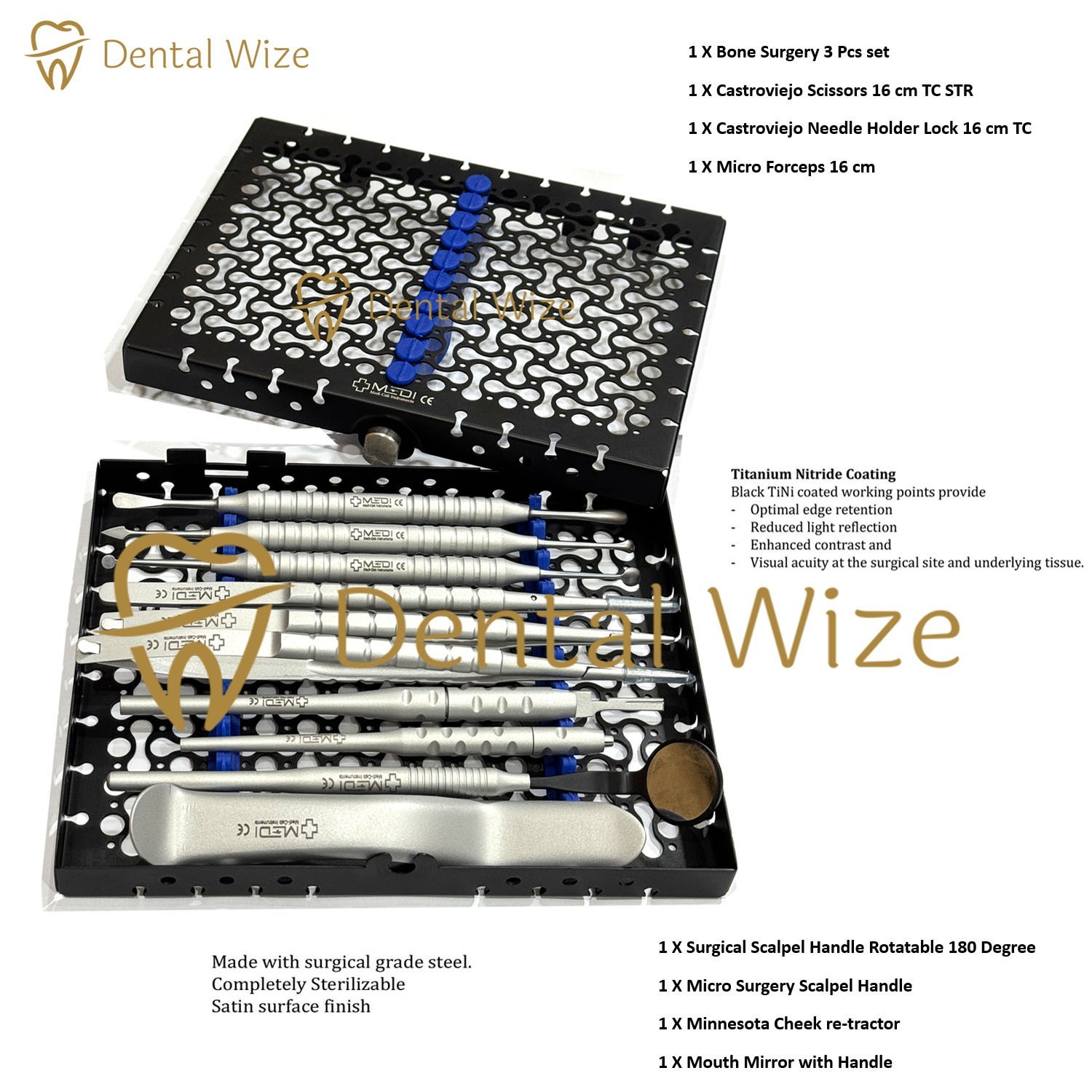 Micro Periodontal Oral Surgery Kit Surgical Instruments Dental Silver