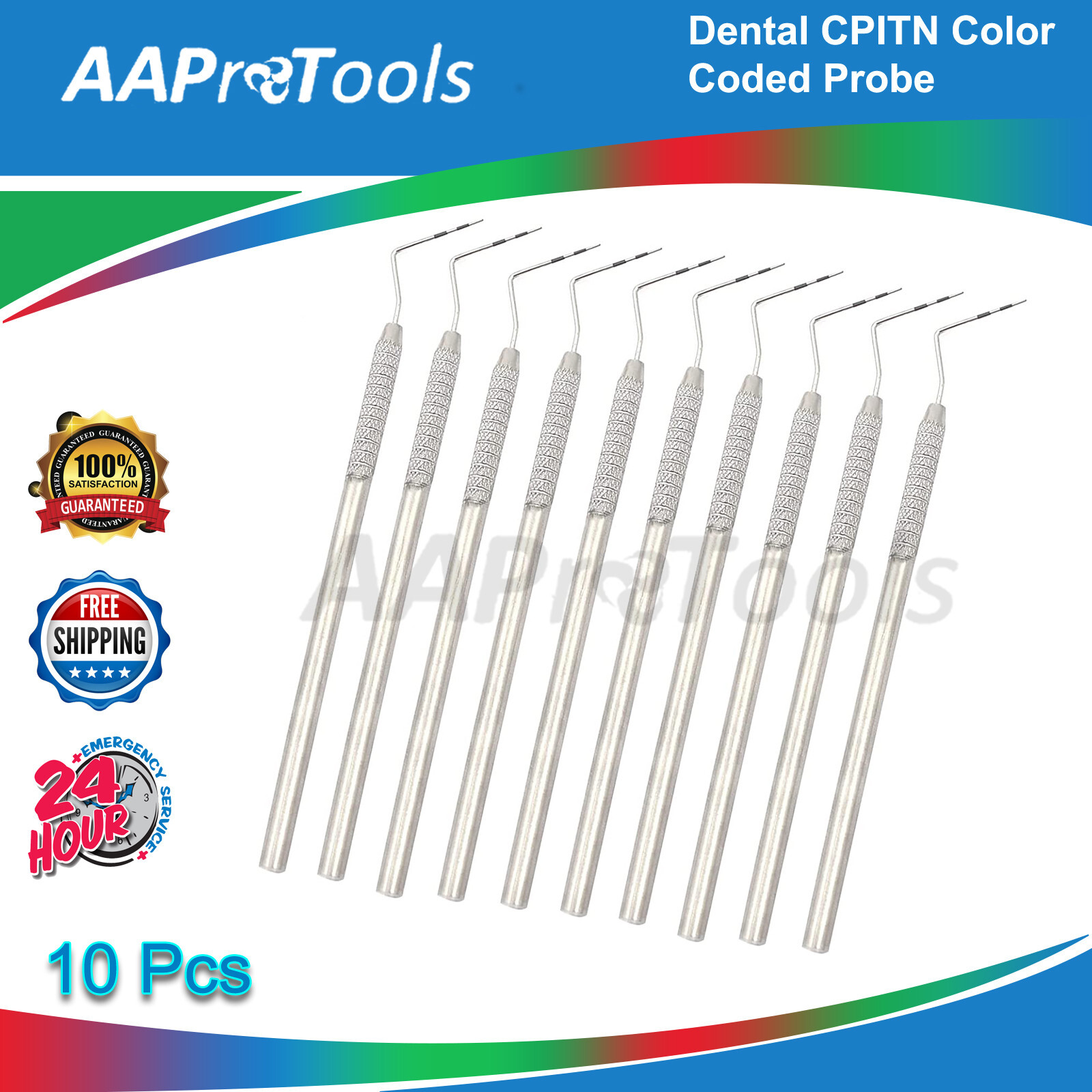 10 Pcs Dental CPITN Color Coded Perio Probe Periodontal Probes William Michigan