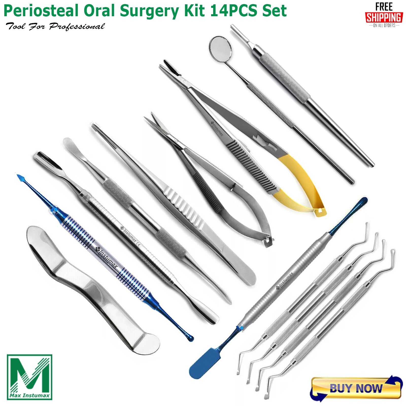 Micro Periodontal Periosteal Oral Surgery Kit Elevators Lucas Curettes Forceps