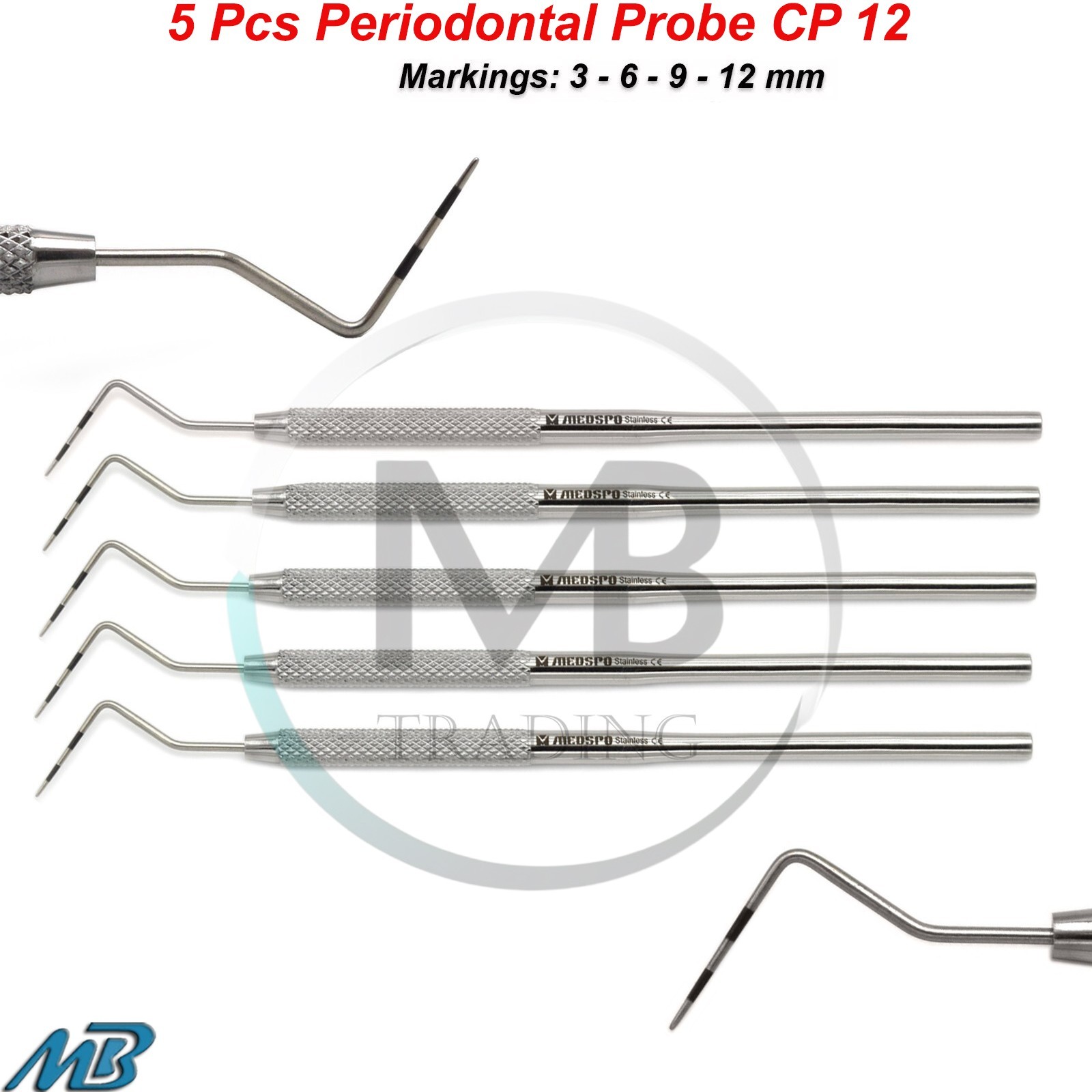 X5 Perio CP-12 Probes 3-6-9-12m Dental Color Coded Diagnostic Examination Probes