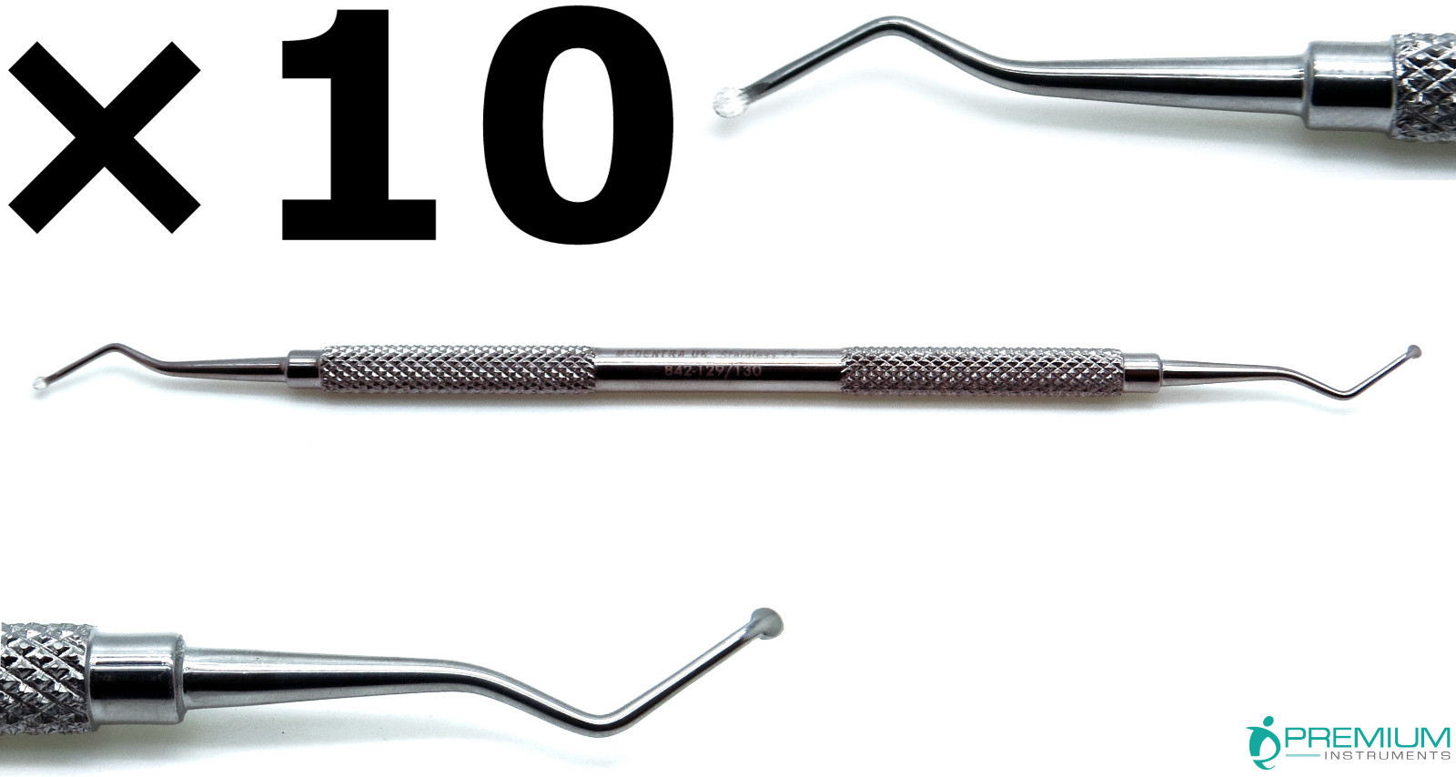 10× Dental Excavator 129/130, Restorative Double Ended Spoon 1.8mm Instruments