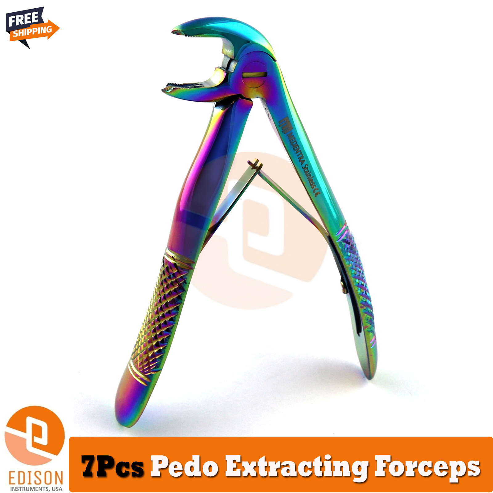Dental Kid Tooth Extraction Forceps 7 Pcs Multicolor Pedo Extracting Forceps