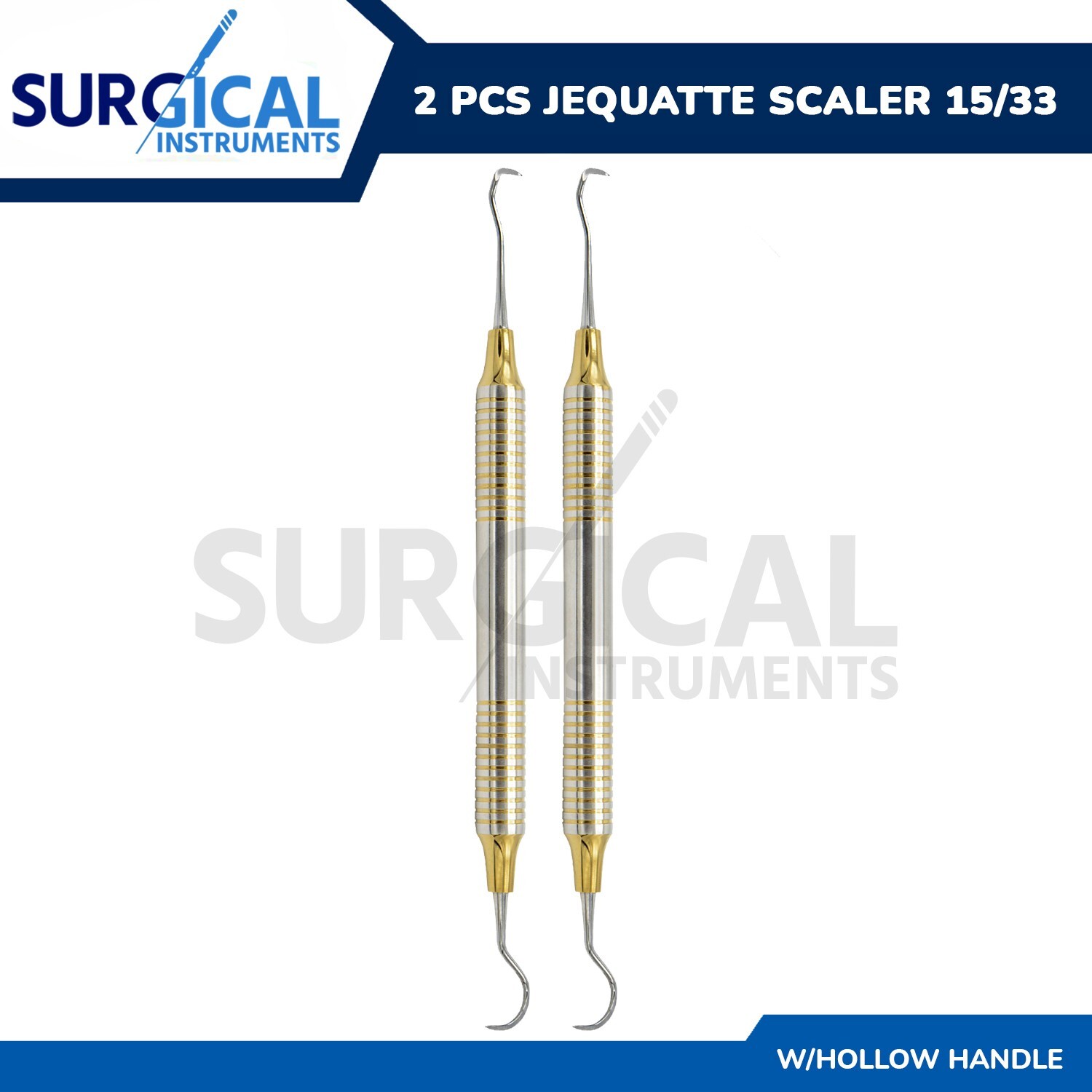 2 Pcs Dental Sickle Scaler Anterior Towner Jacquette U15-33 DE W/Hollow Handle