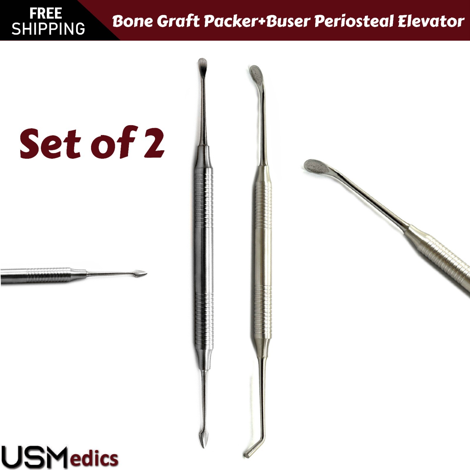 Implant Surgery Bone Graft Packer+ Dental Buser Periosteal Elevators NEW BEADEN®