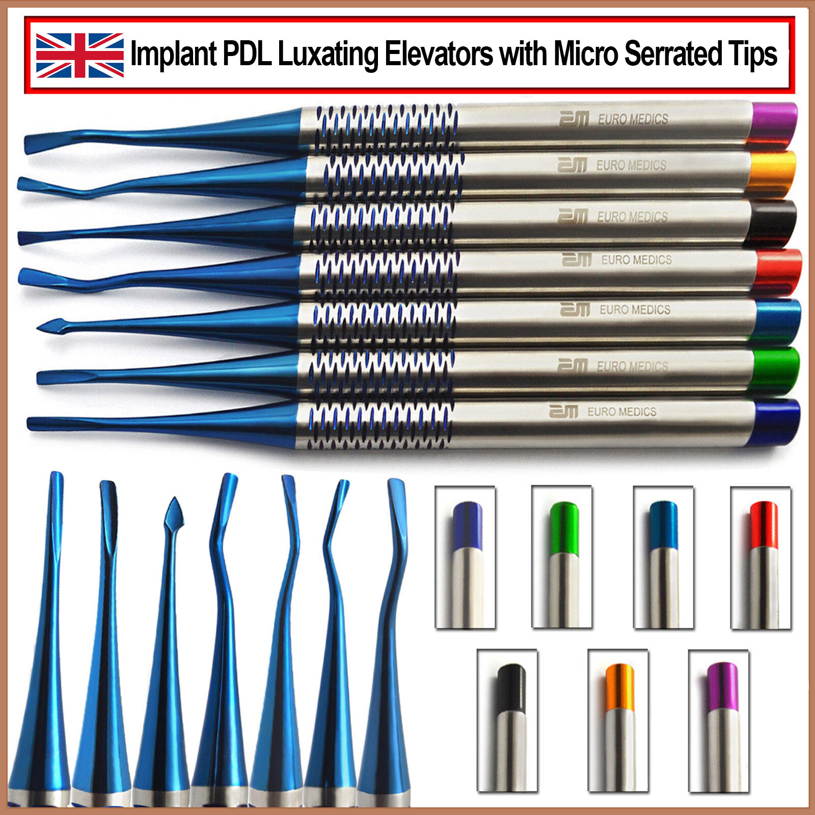 PDL Luxating Root Elevator mICRO Serrated Root Extracting Implant Elevators New