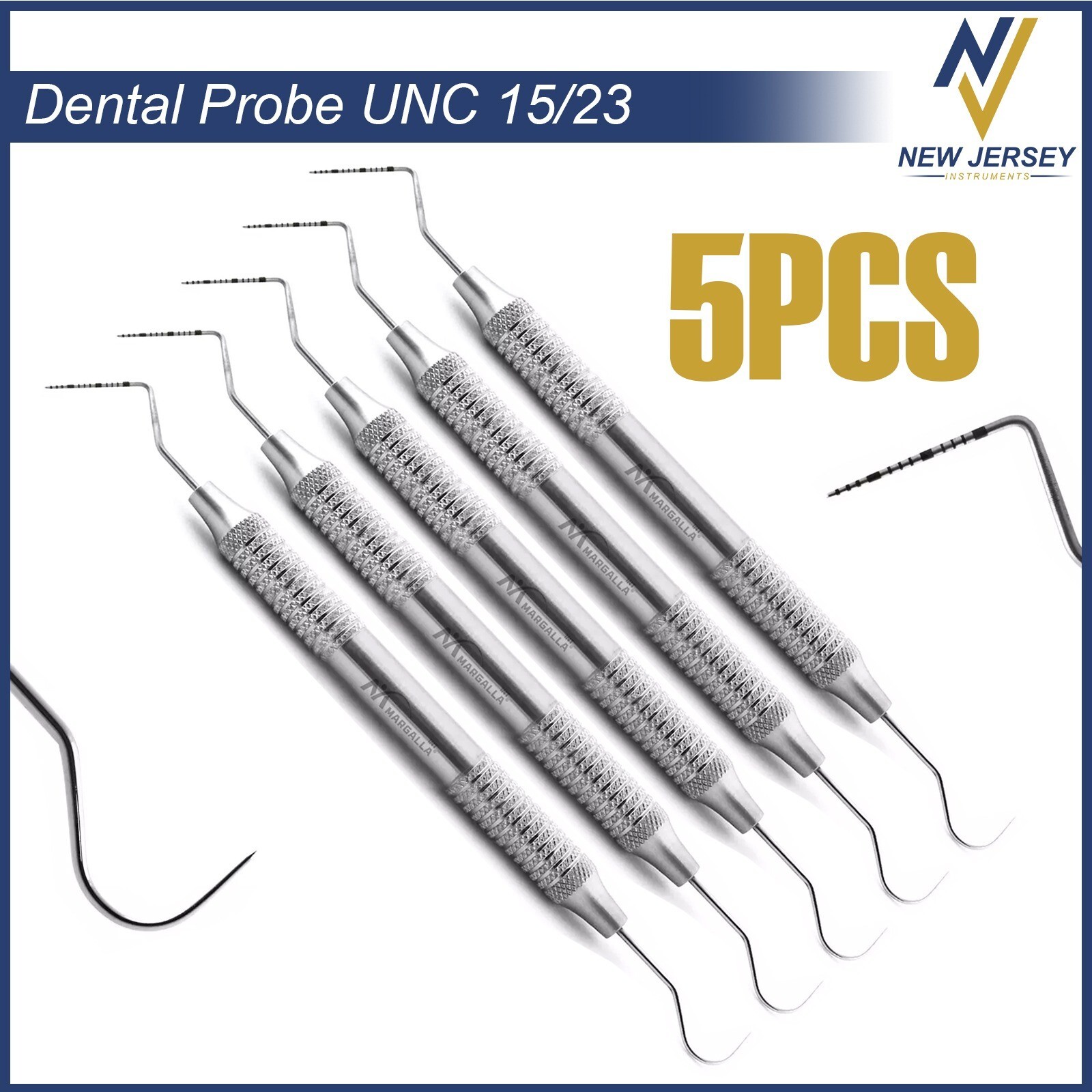 5 Dental Perio Explorer 23 Probe UNC 15 Hallow Handle Color Marking Double Ended