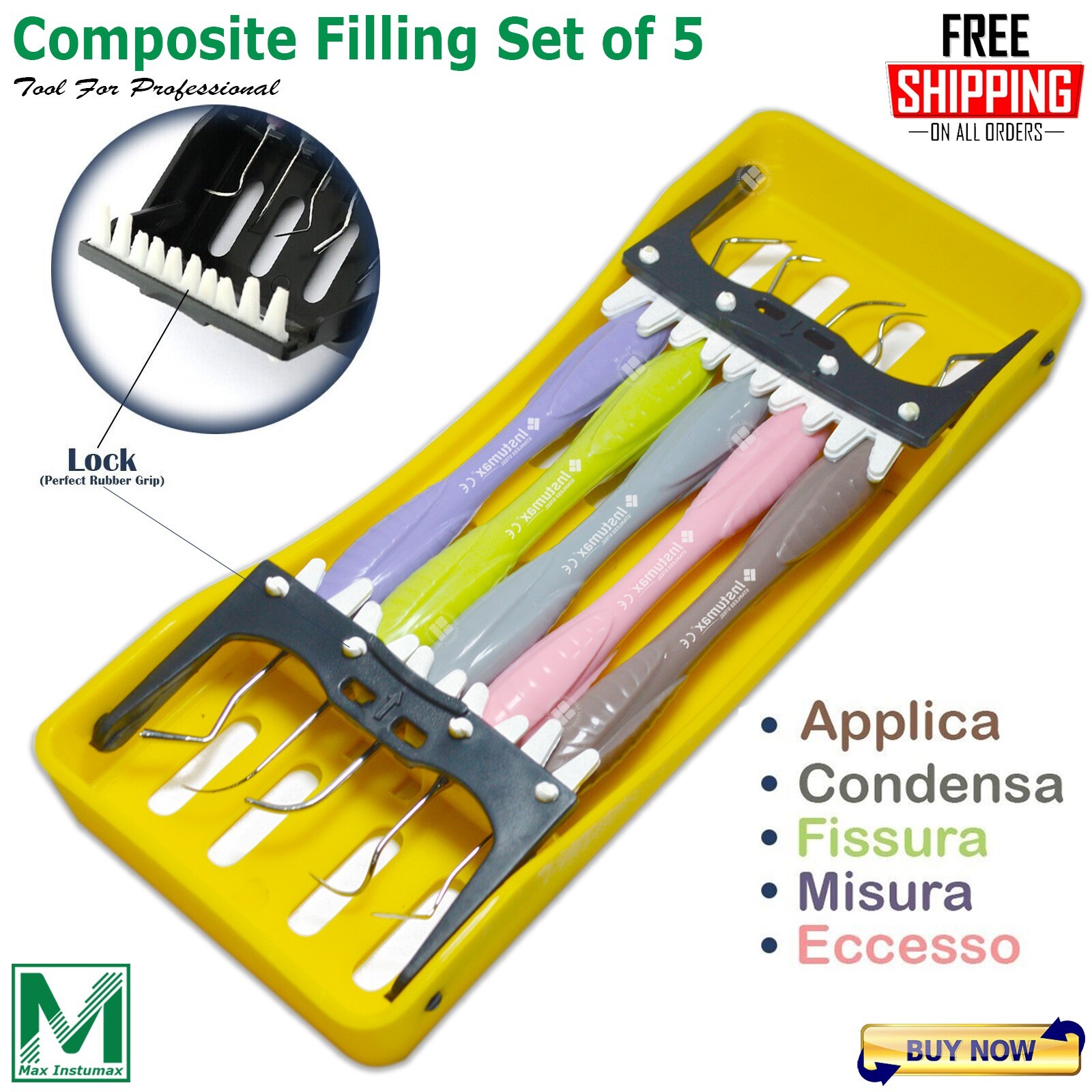 Dental Composite Filling Instruments Silicone Handle All Type Restorative Tools