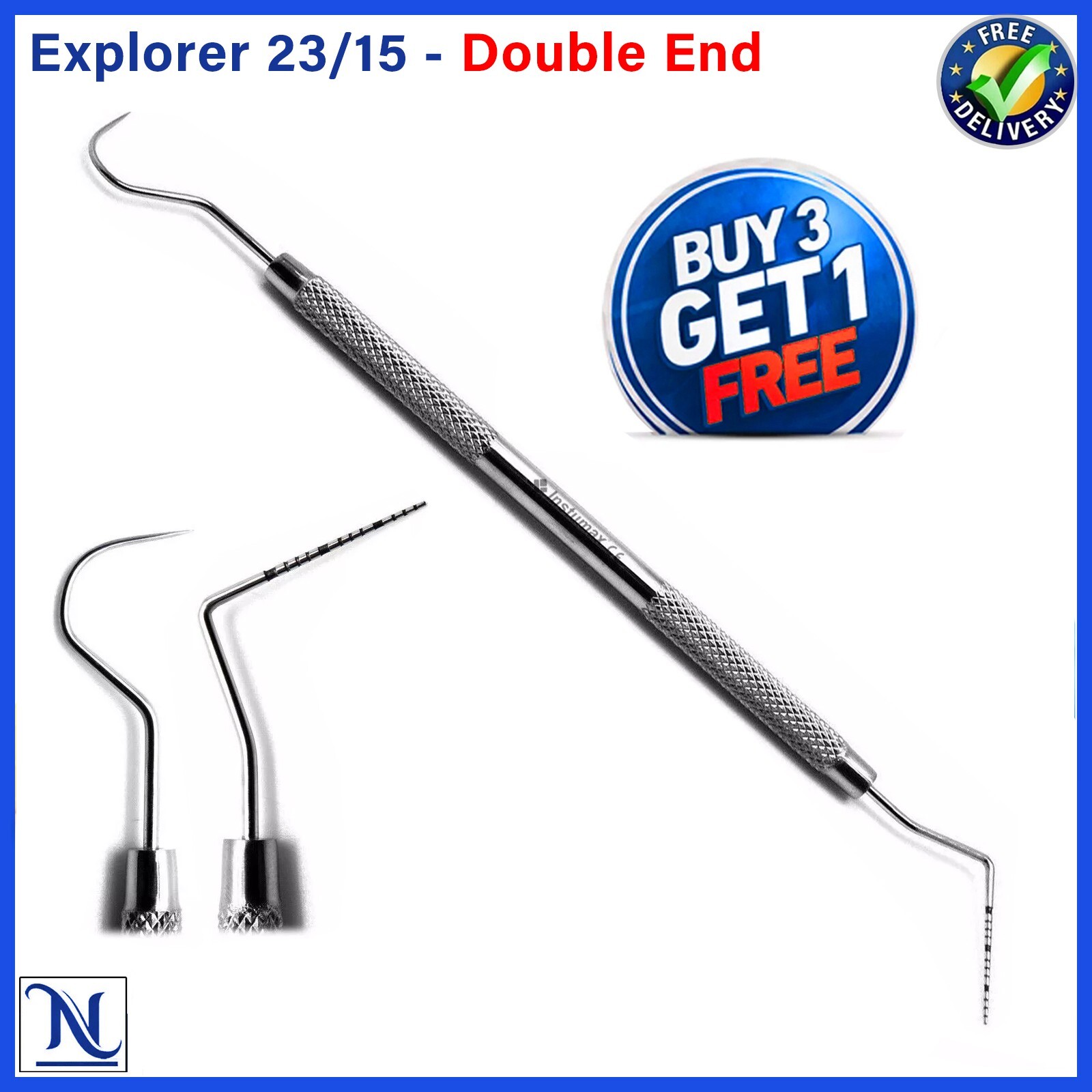 Dental Perio Explorer 23 Probe UNC 15 Color Marking Diagnostic Double Ended Tool