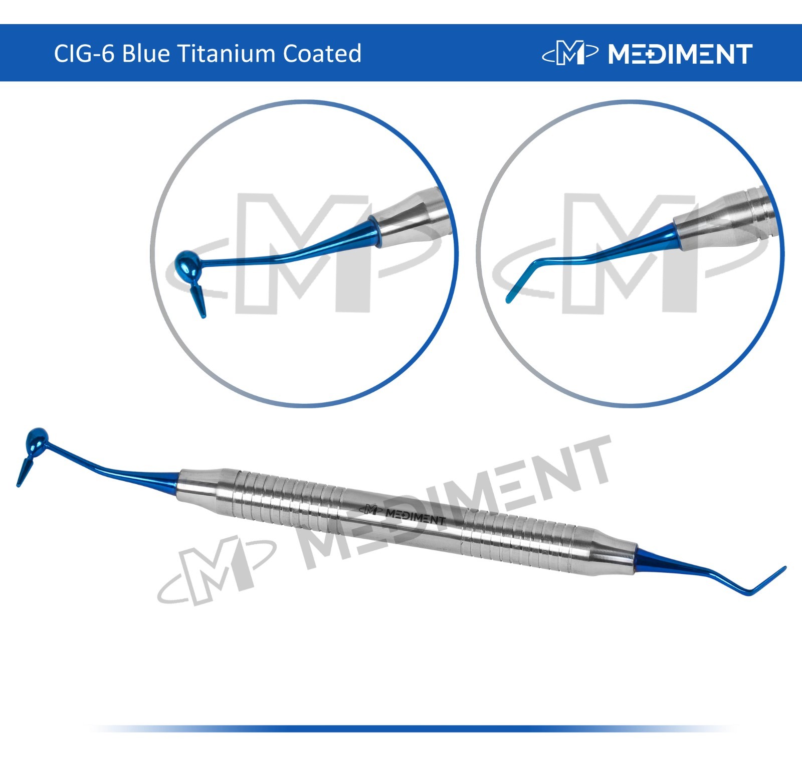 Dental Composite Filling Instrument Blue Titanium Coated CIG-6