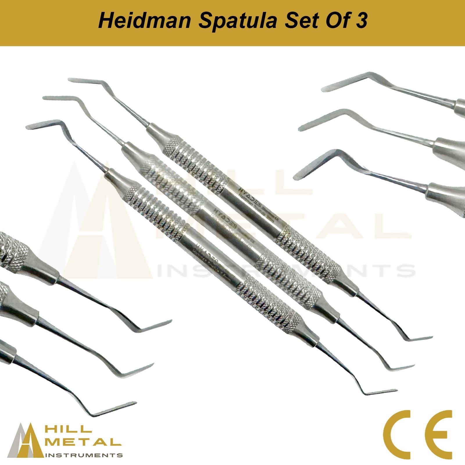 Heidman Dental Composite Filling Spatula Set of 3 Double Ended Lab Instruments